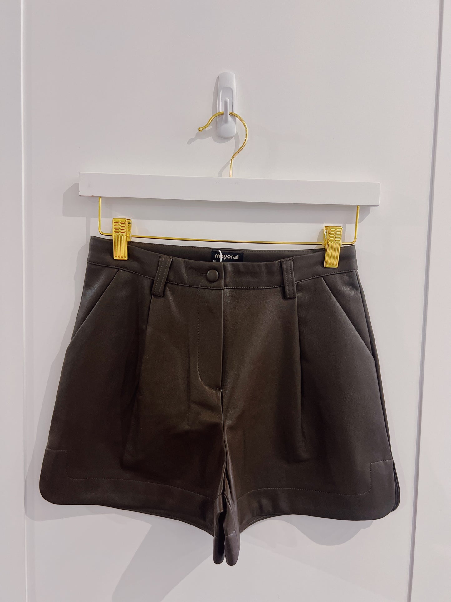 Mayoral Chocolate Pleather Shorts