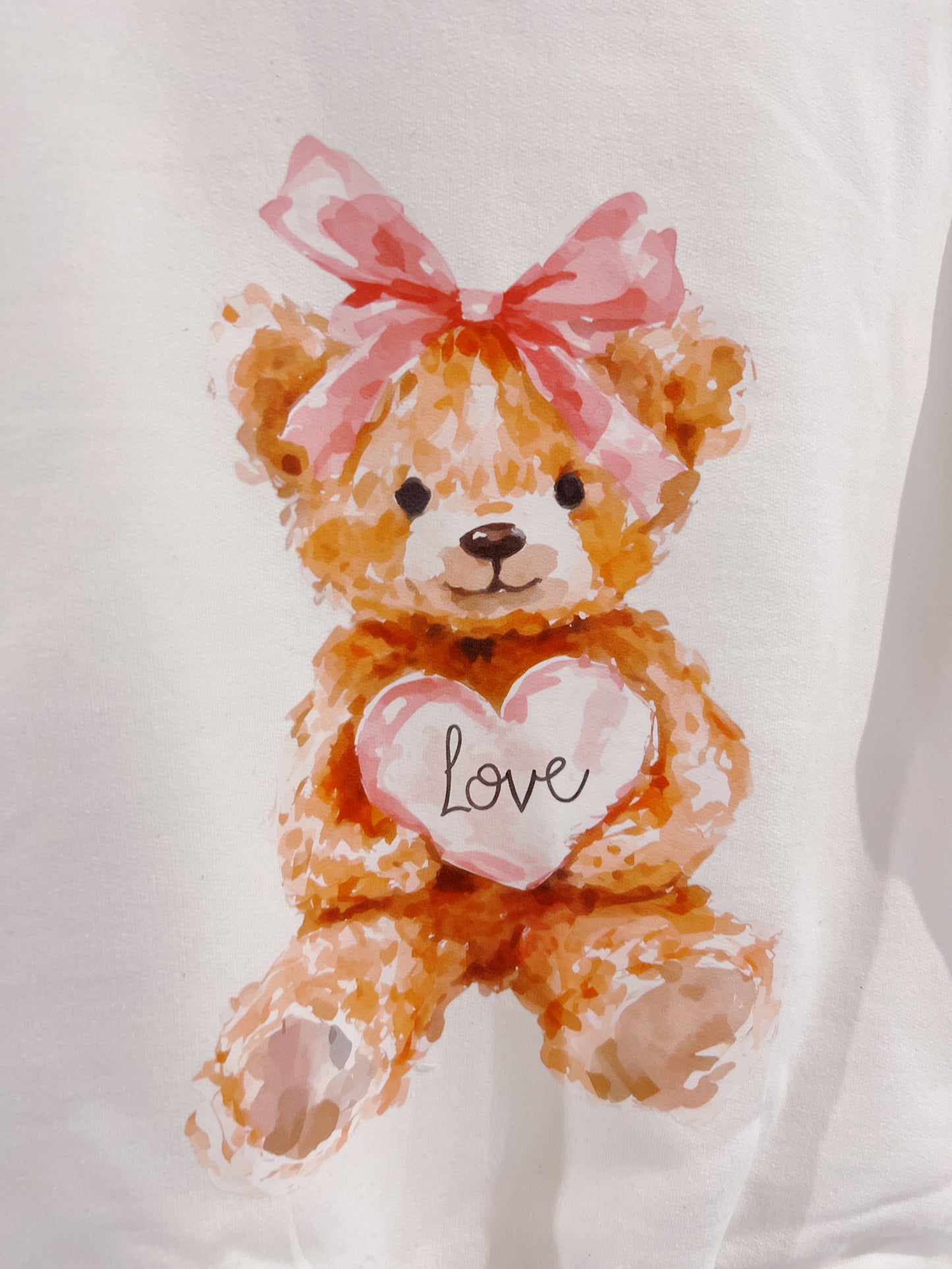 White Teddy Bear Valentine Graphic Sweatshirt