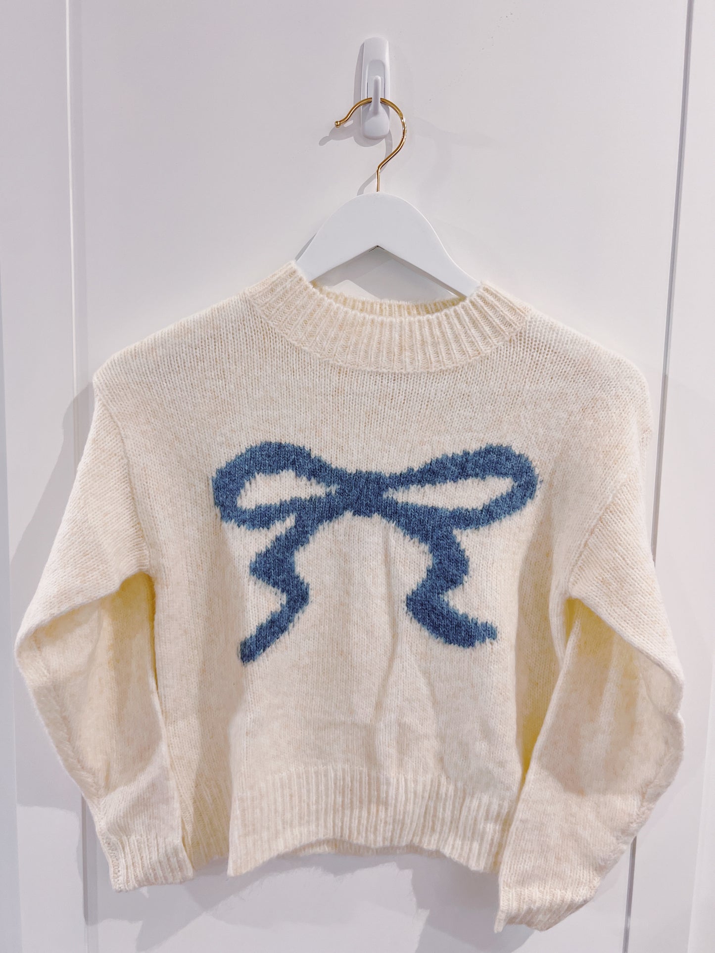 Love Daisy Blue Bow Cable Sweater