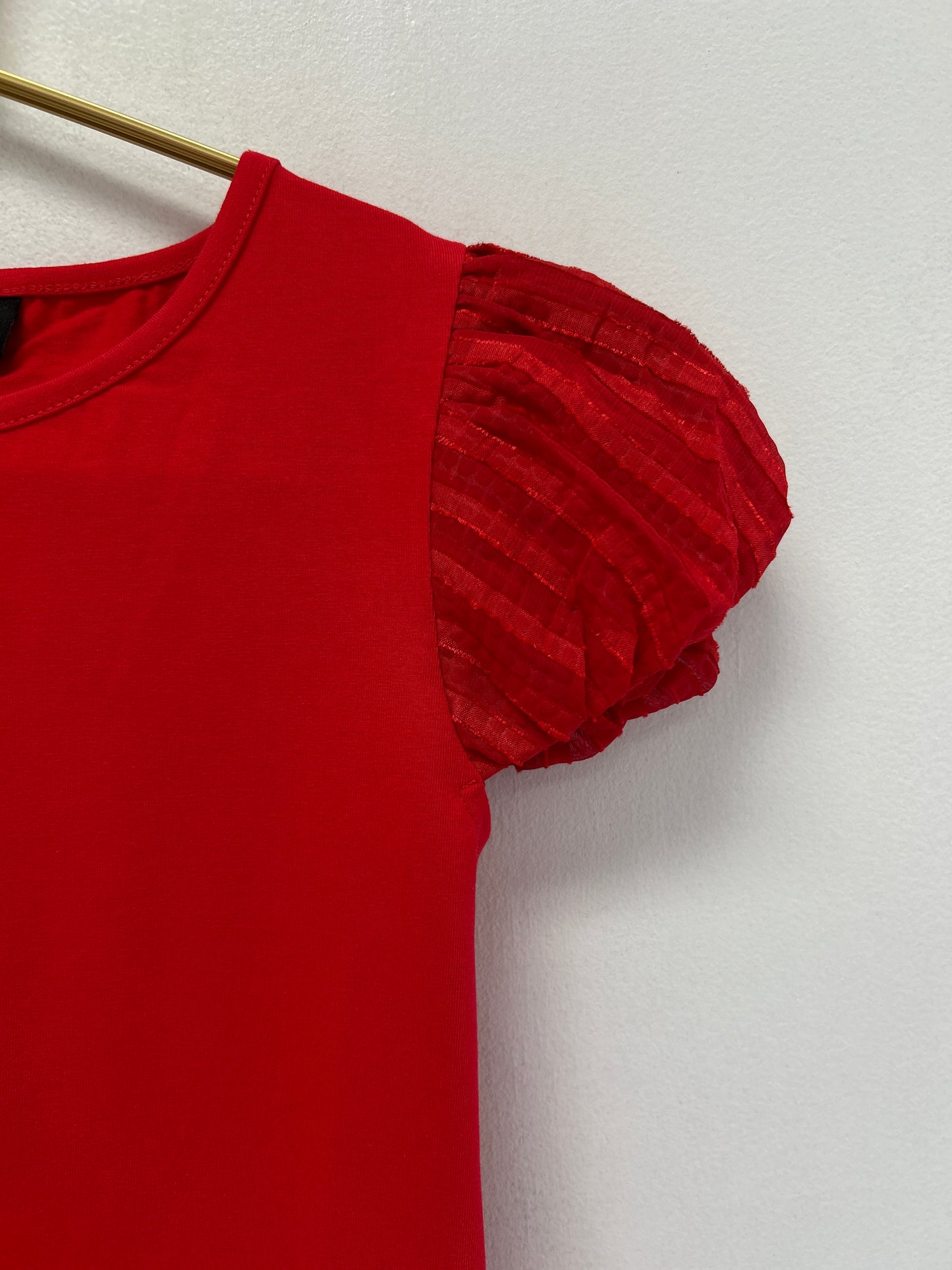 Little Olin Red Puff Sleeve Top