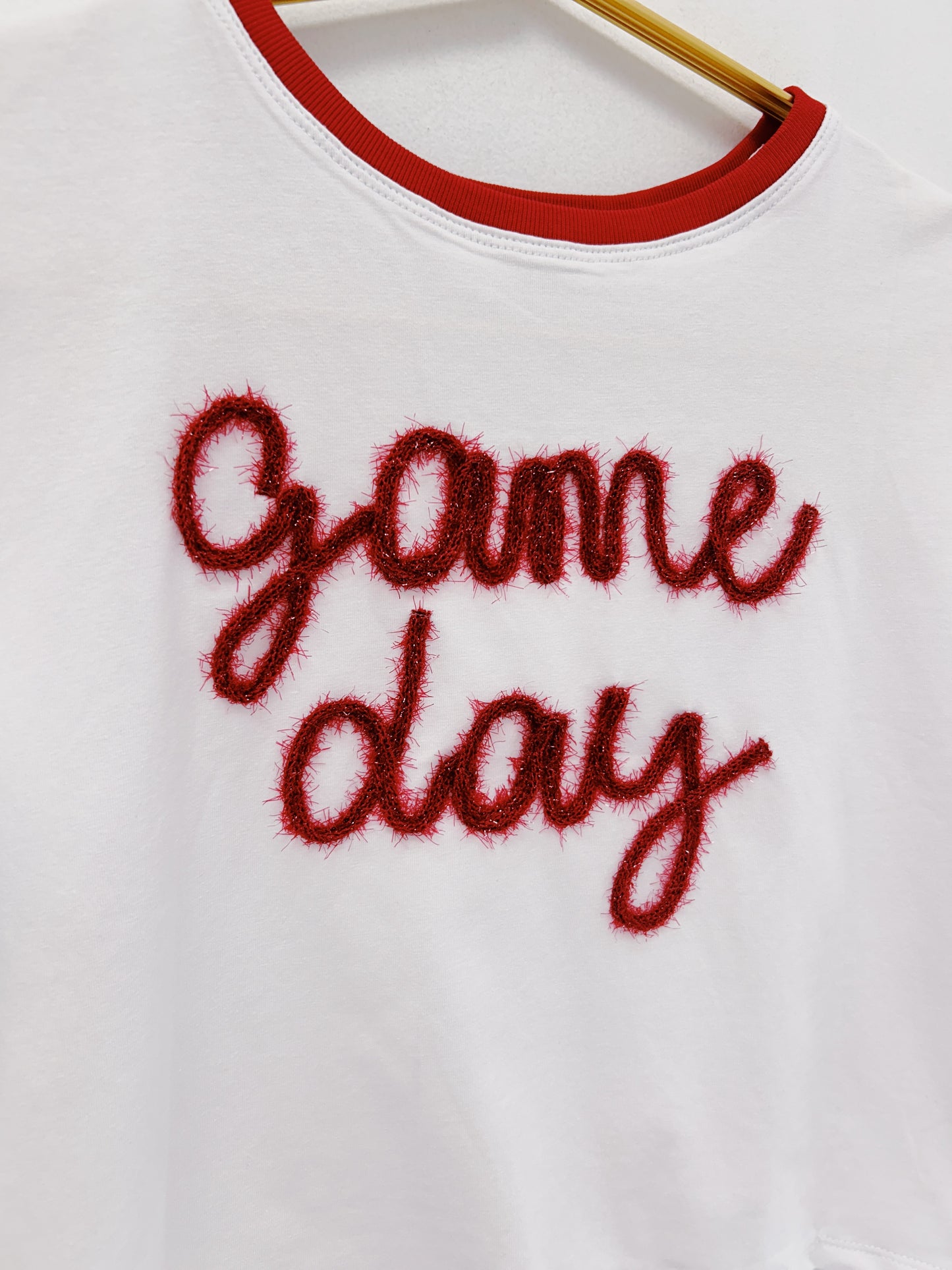 Azarhia Tinsel Game Day Boxy Tee- Crimson