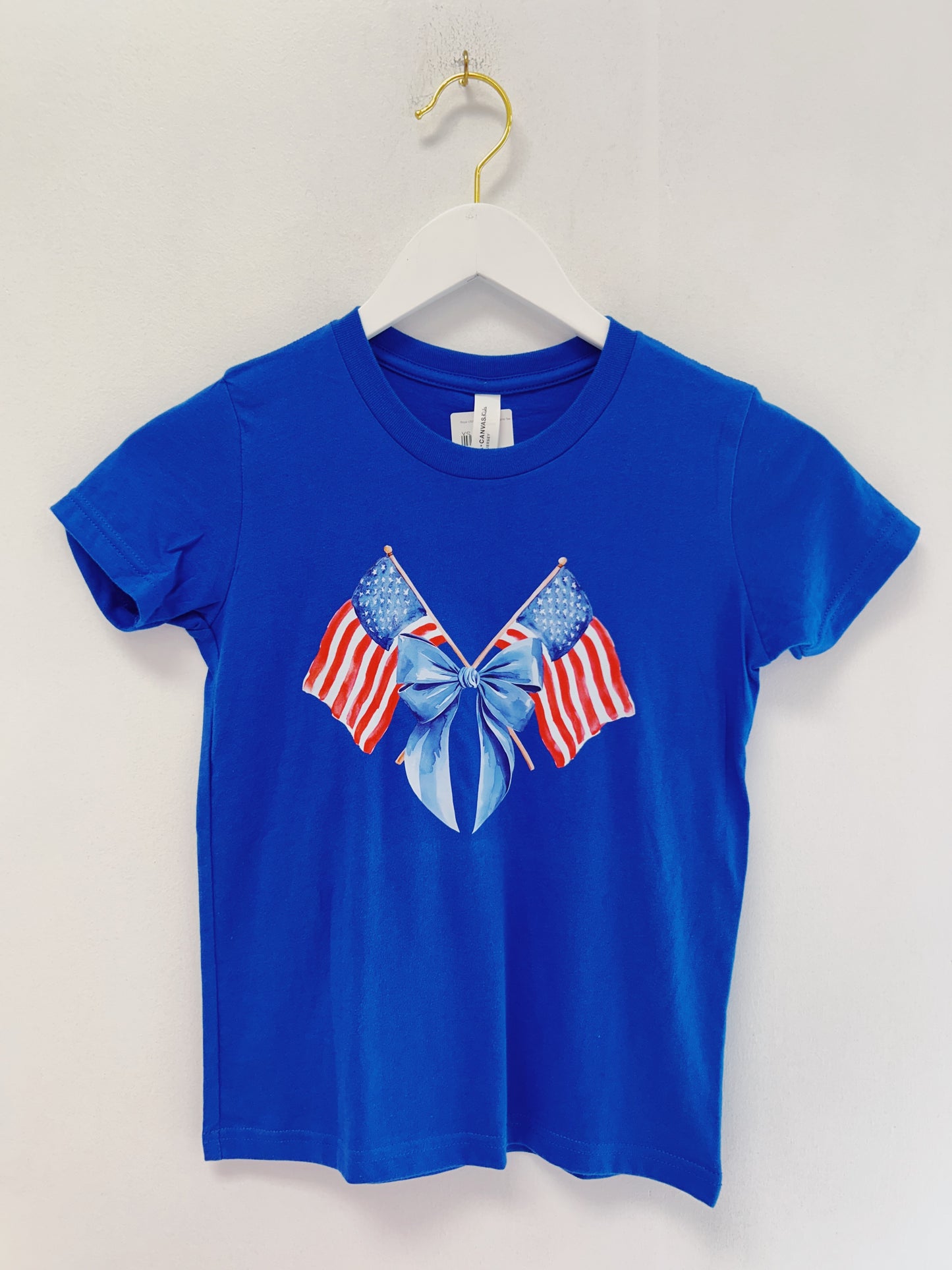 Royal USA Flags and Bows Graphic Tee