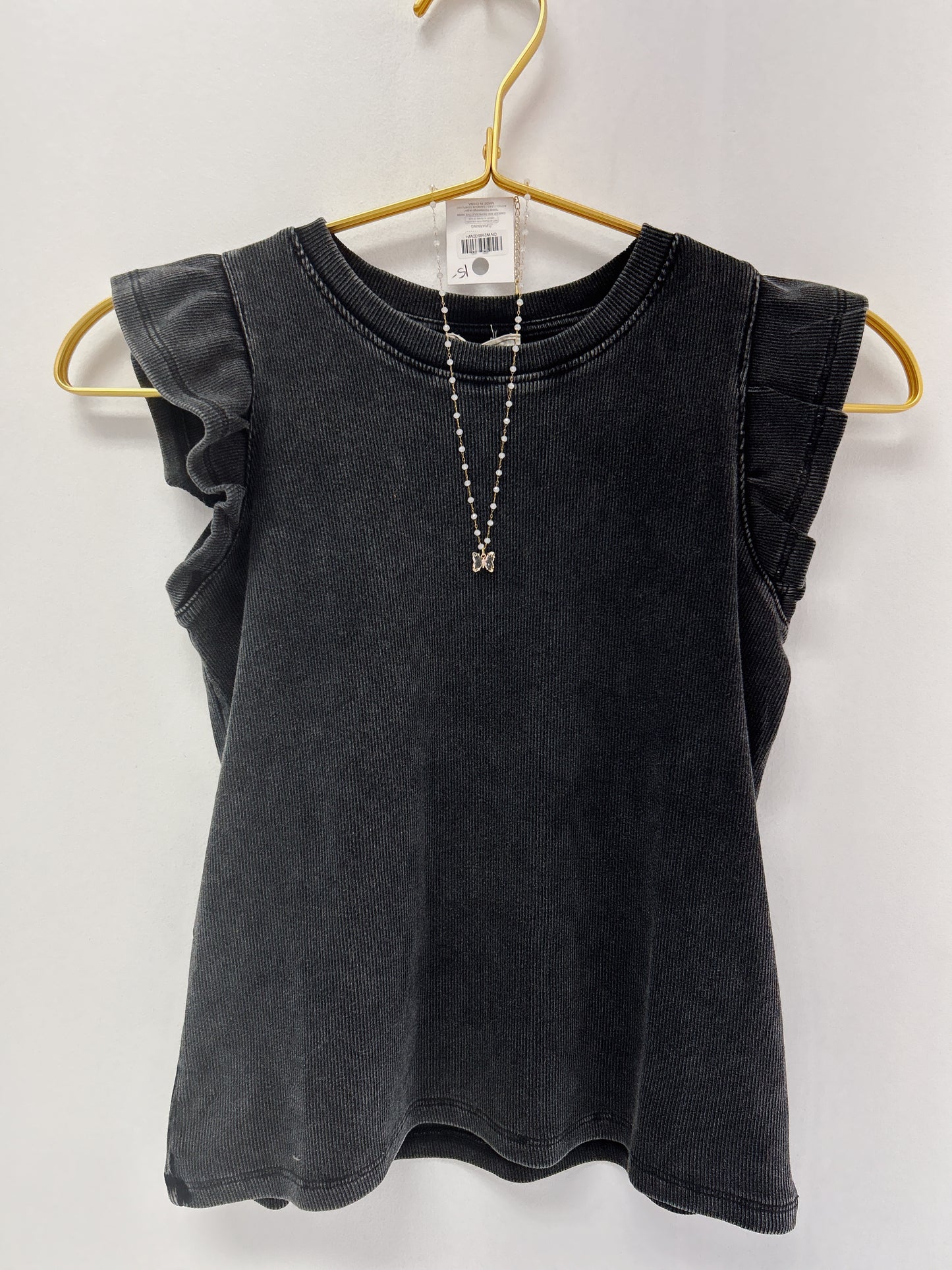 Hayden Black Flutter Sleeve Top