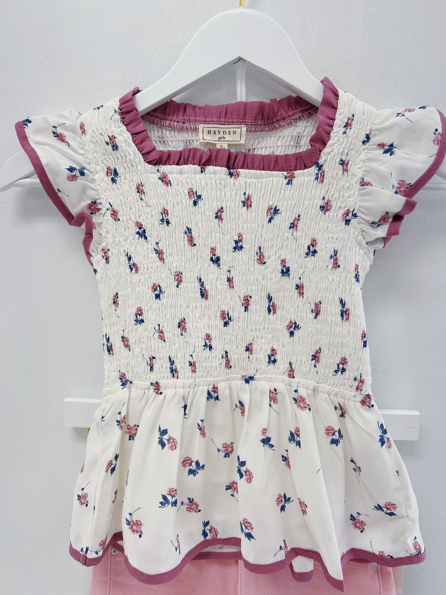 Hayden Purple Floral Smocked Top