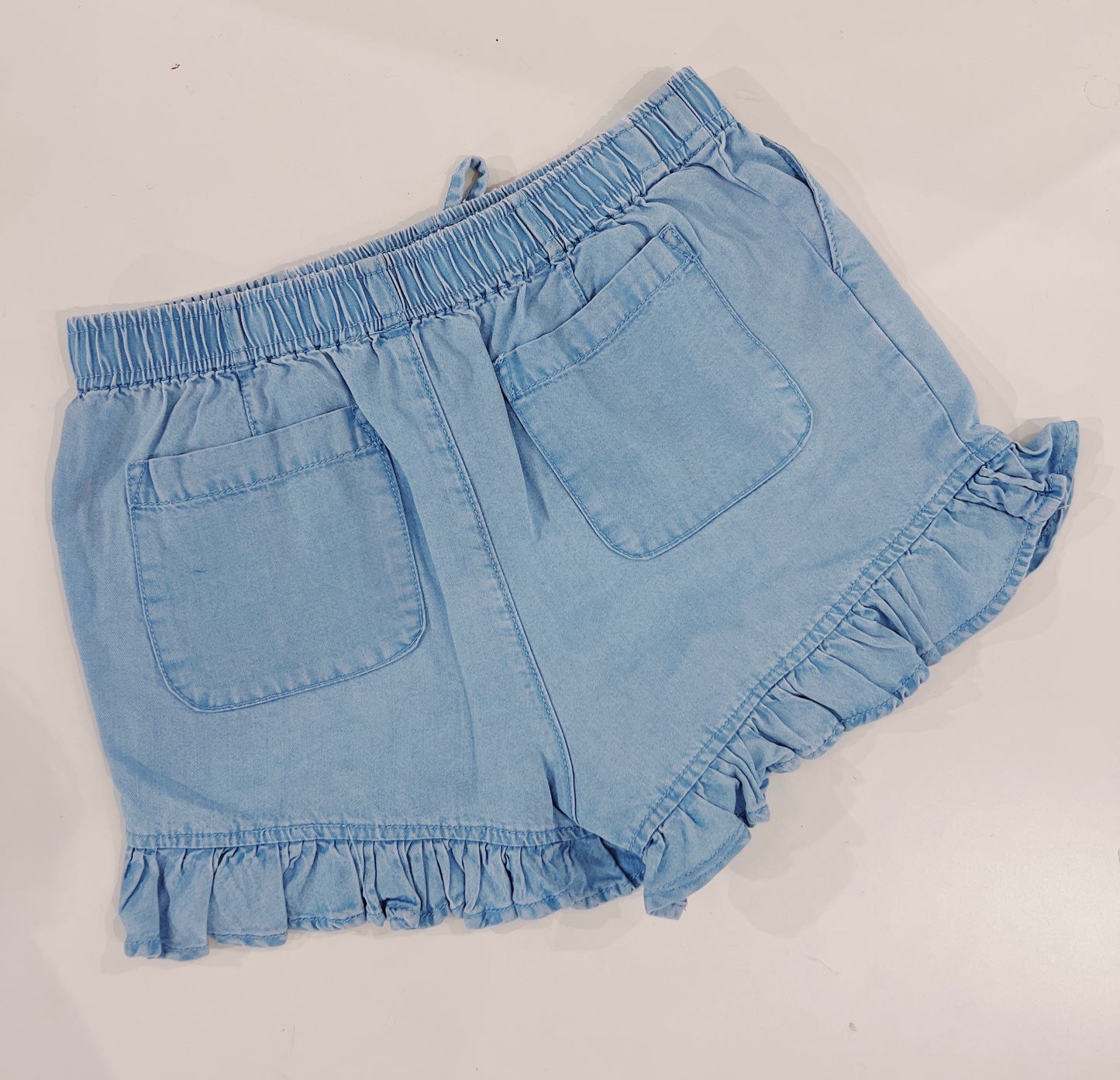 Tractr Light Indigo Ruffle Hem Short
