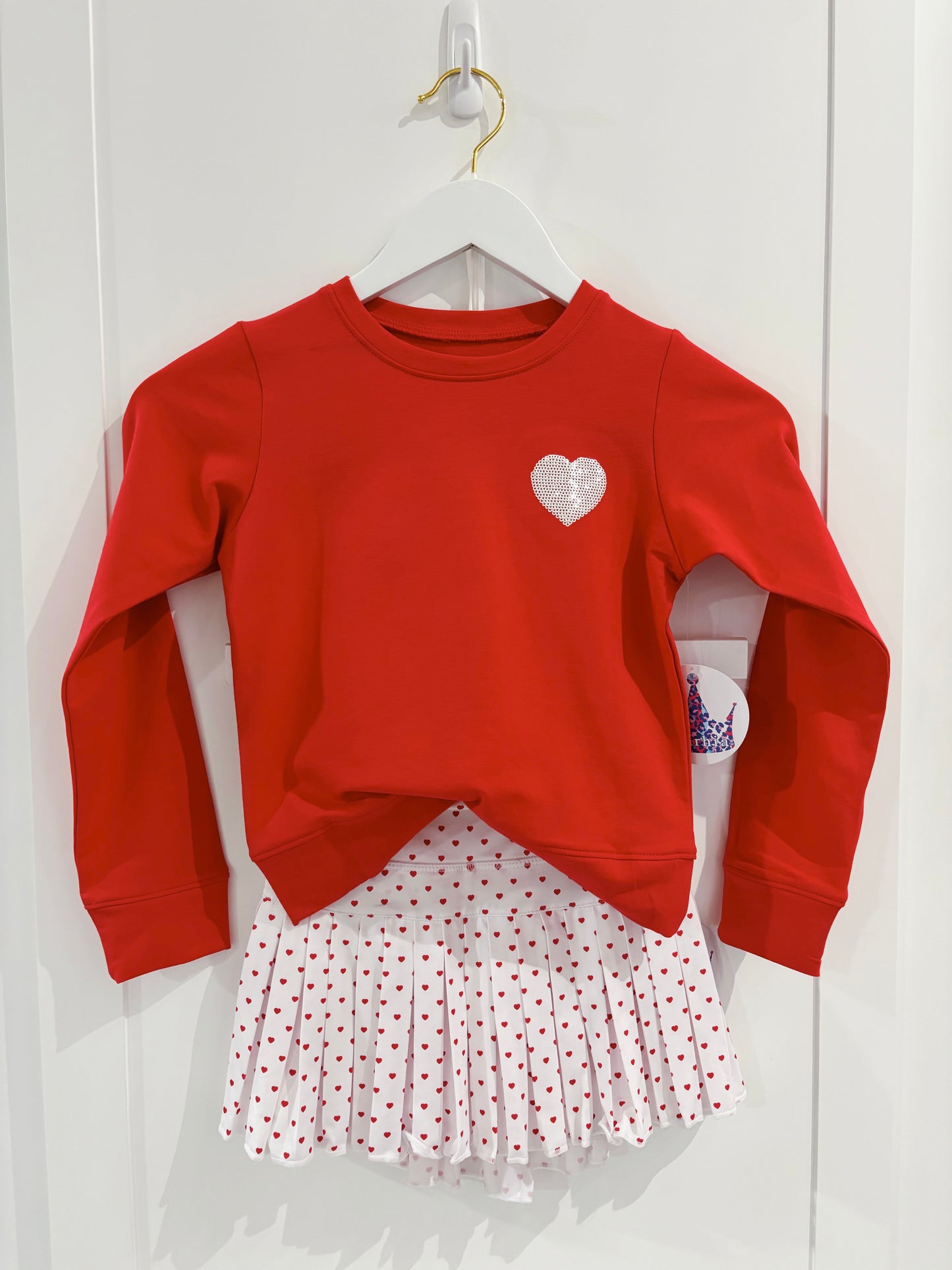 Azarhia Red Sequin Heart L/S Tee
