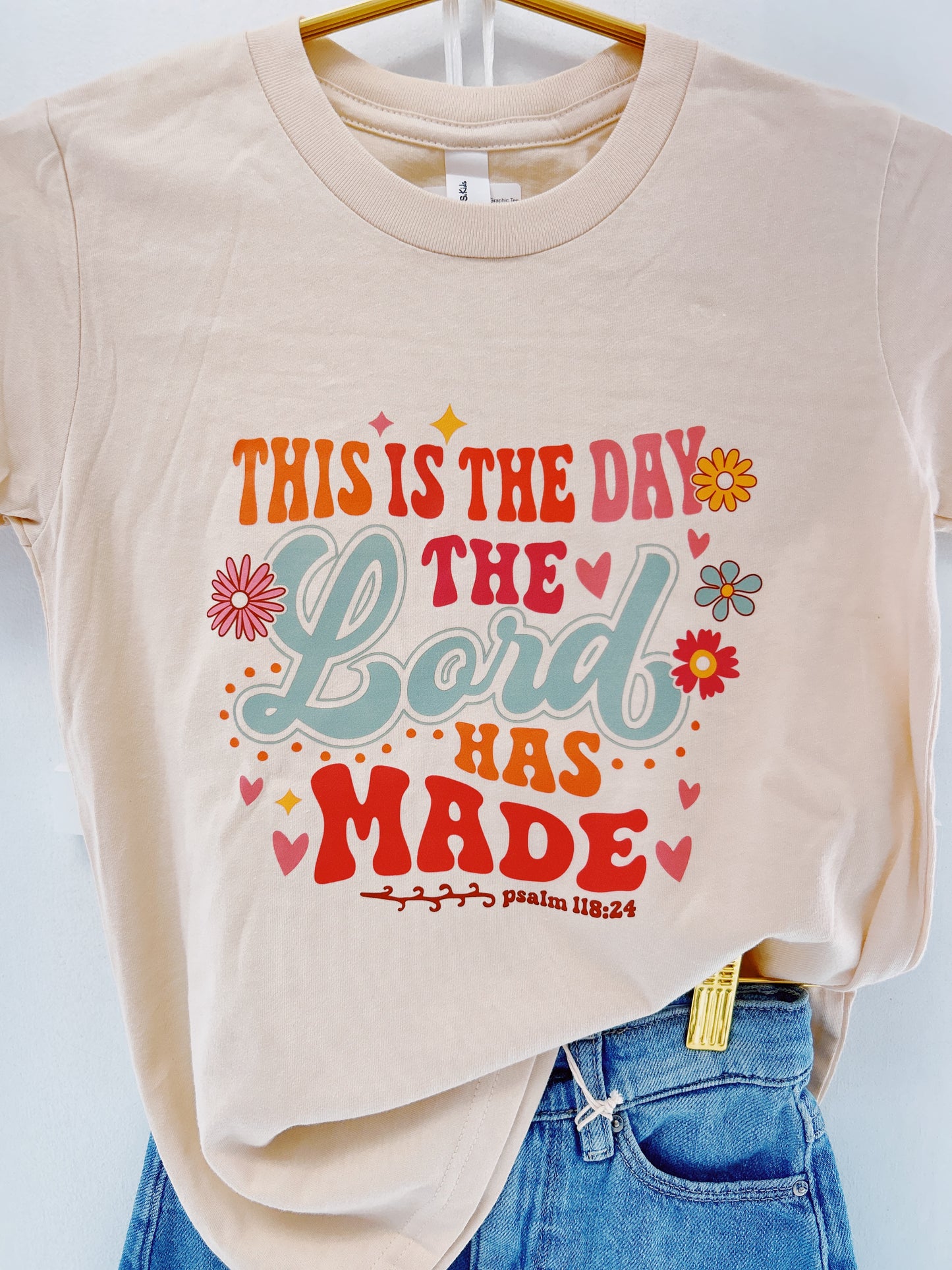 Cream Psalm 118:24 Graphic Tee