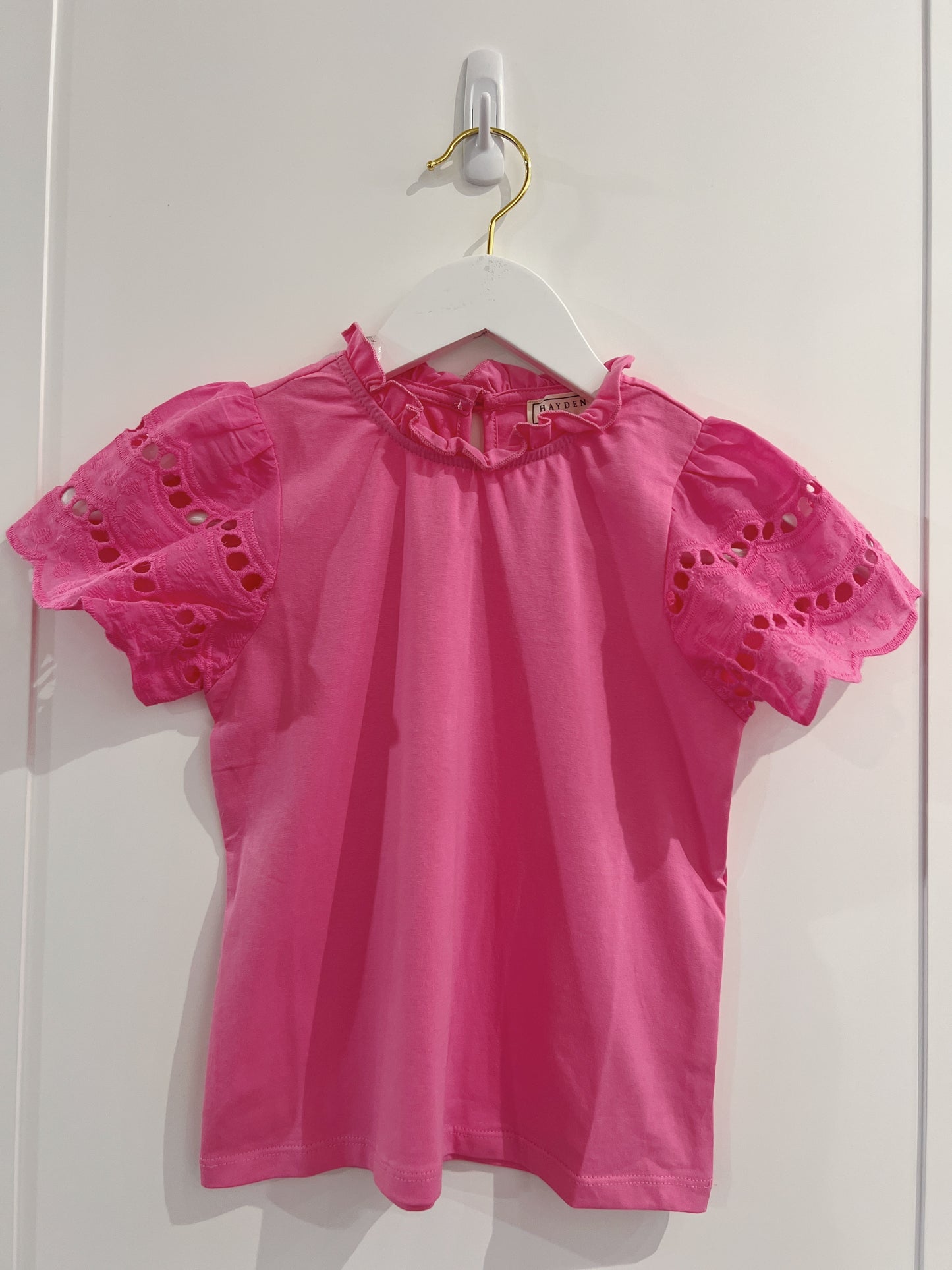 Hayden Pink Eyelet Lace Knit Tee
