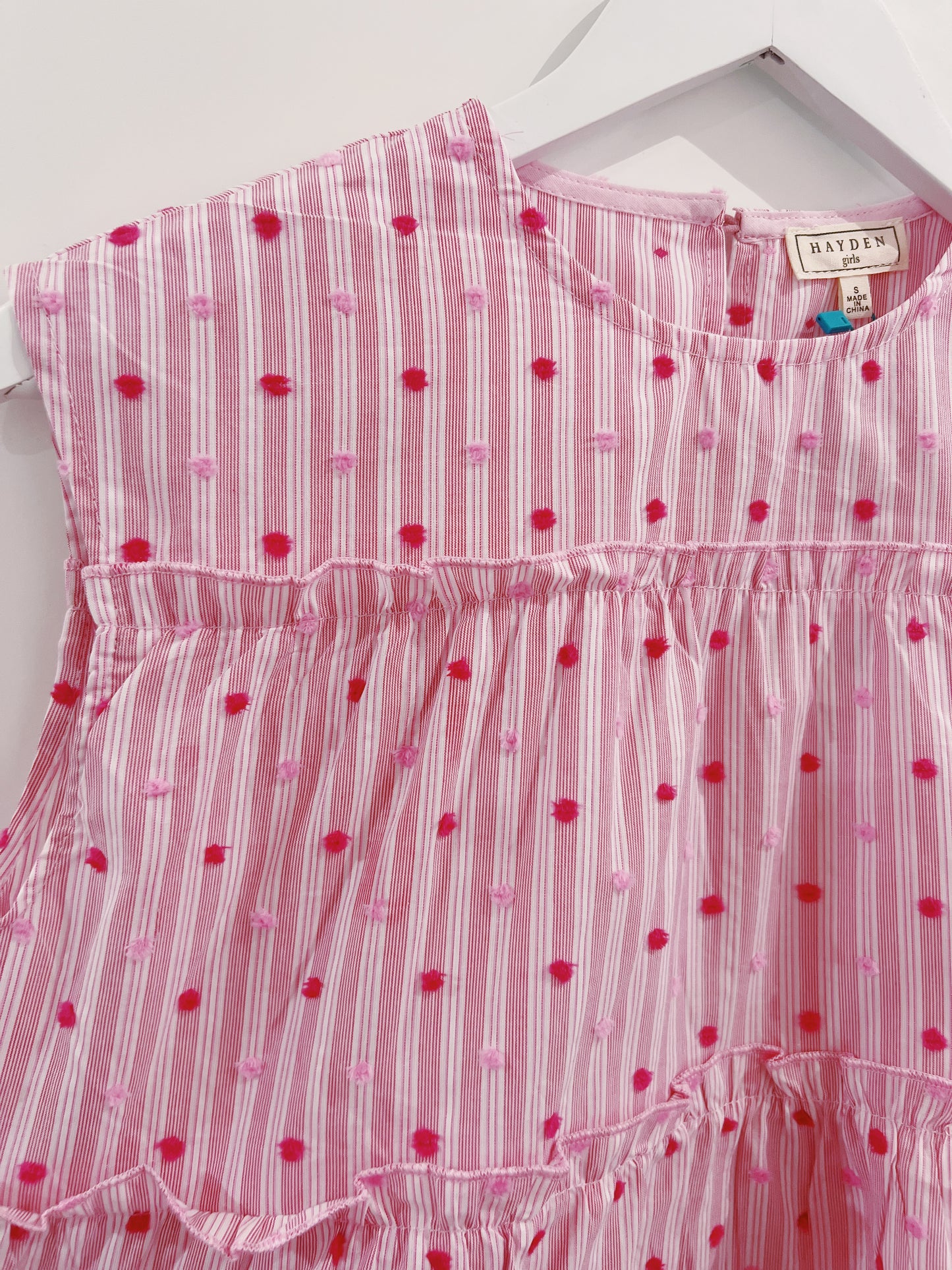 Hayden Pink Dot Ruffled Boxy Tank