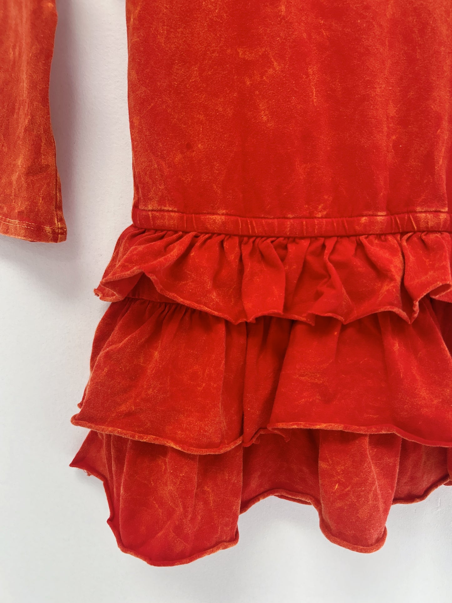 Erge Red Vintage Washed Ruffle Dress