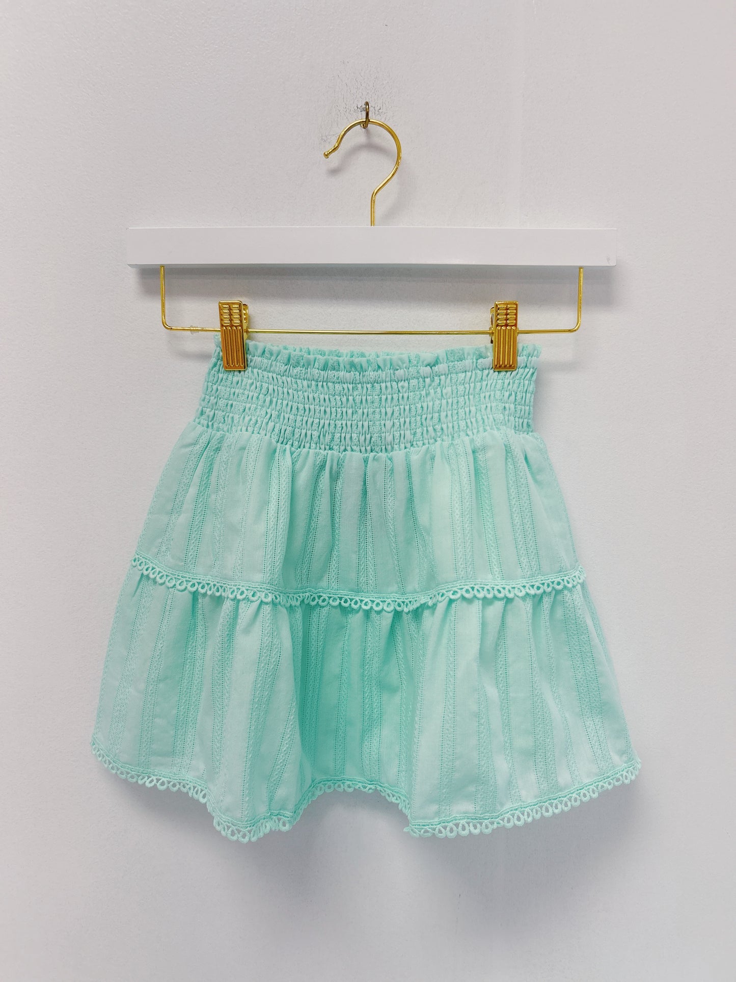Little Olin Aqua Smocked Waist Skirt