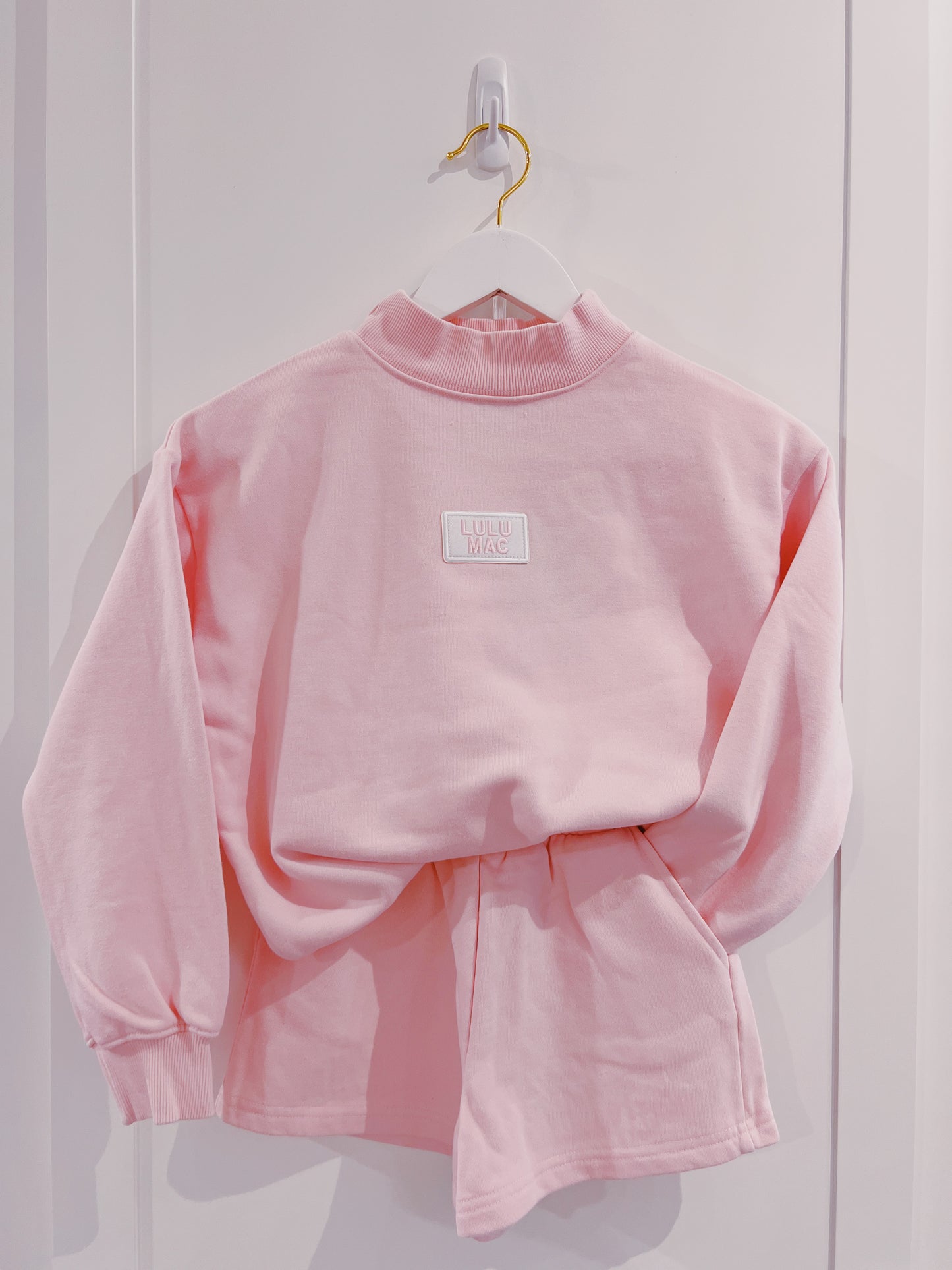 LuLu Mac Kid Terry Cloth Shorts- Light Pink
