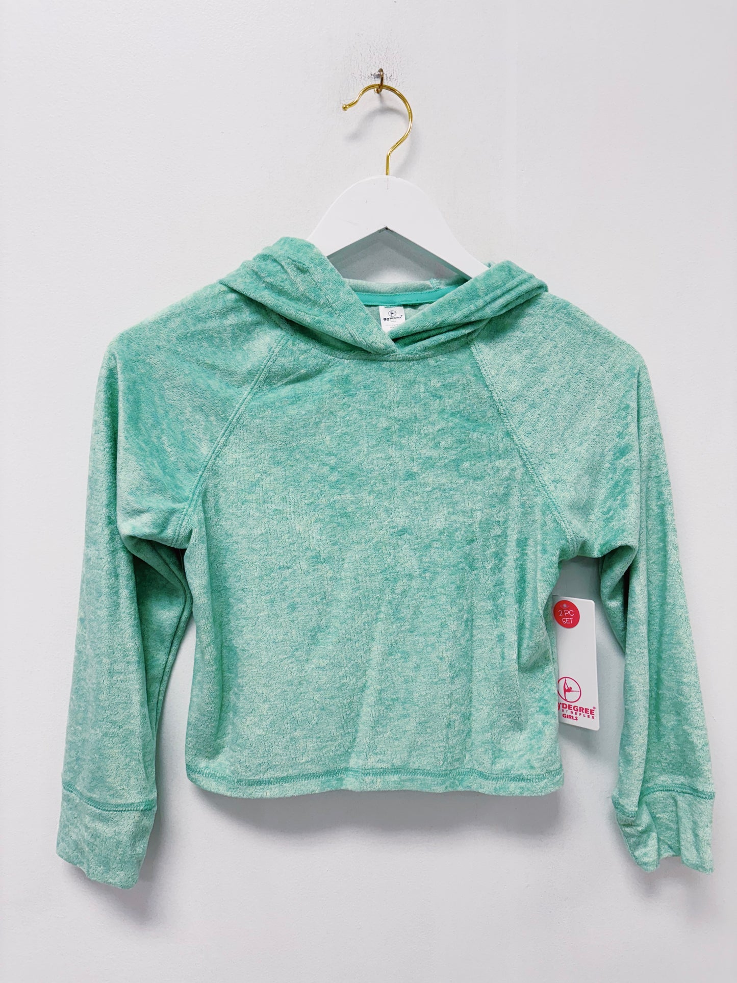Jade Green Velour Hoodie Skort Set