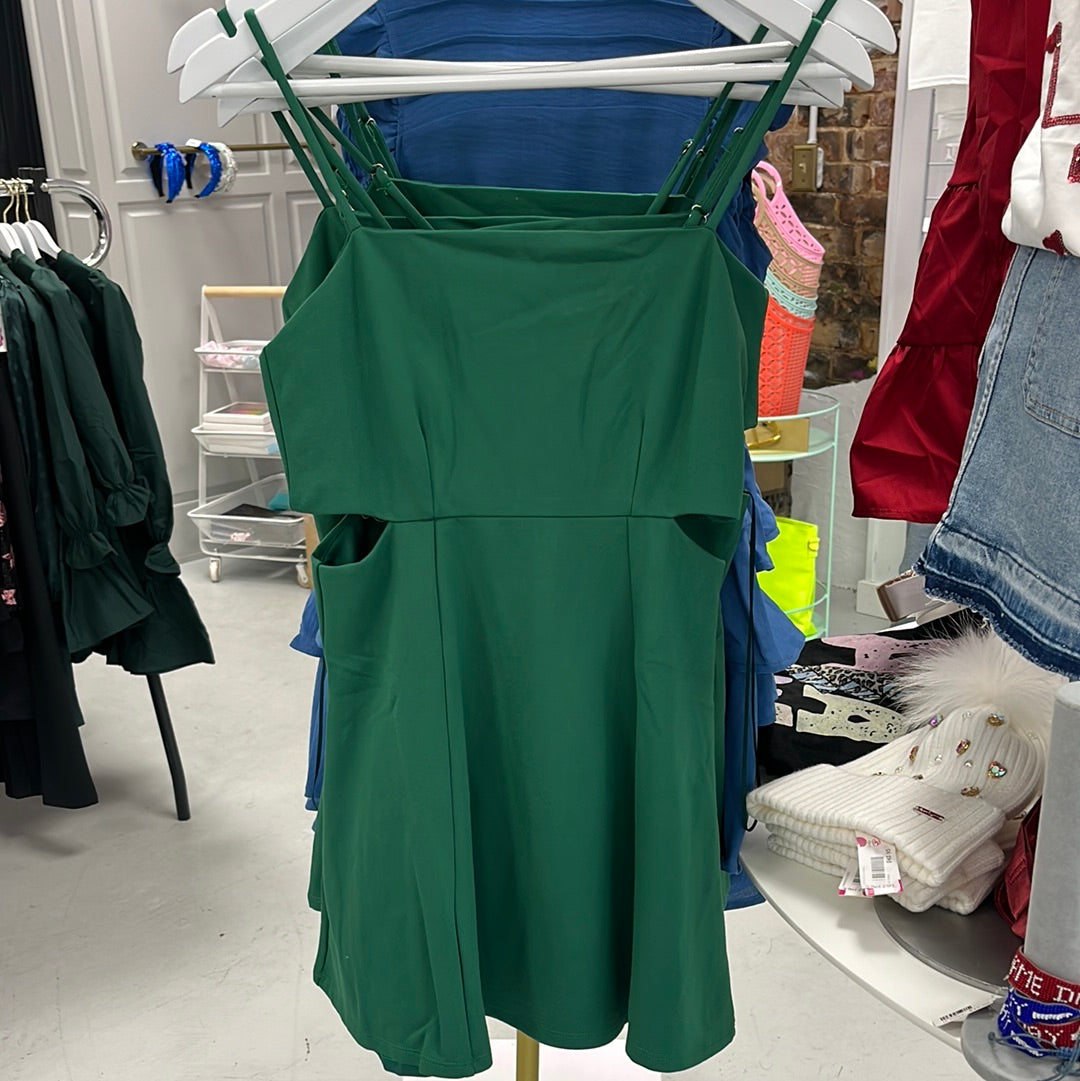 Miss Behave Green Cassie Side Cutout Skater Dress