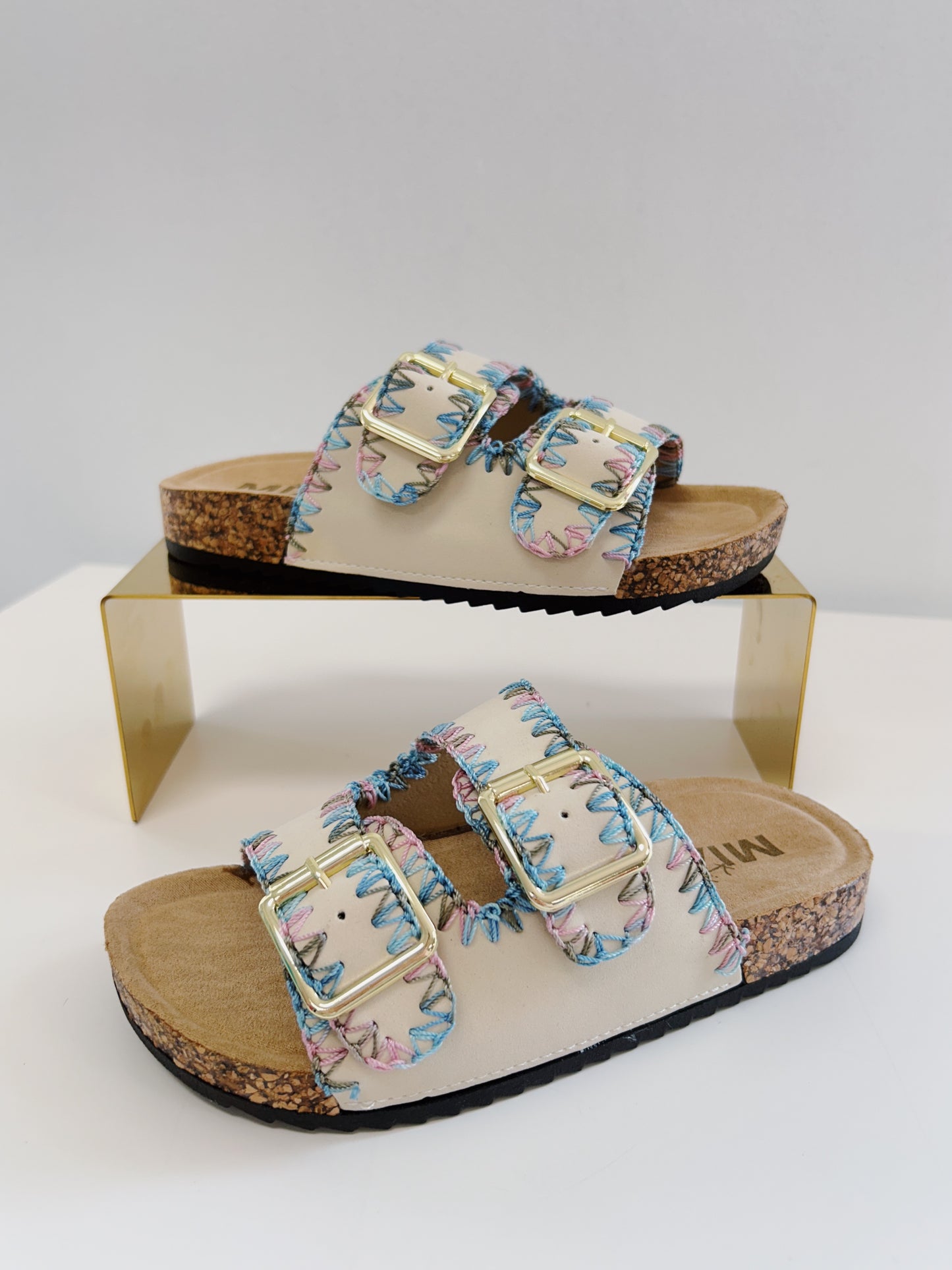 Mia Little Bleu Colorful Stitched 2 Strap Sandal