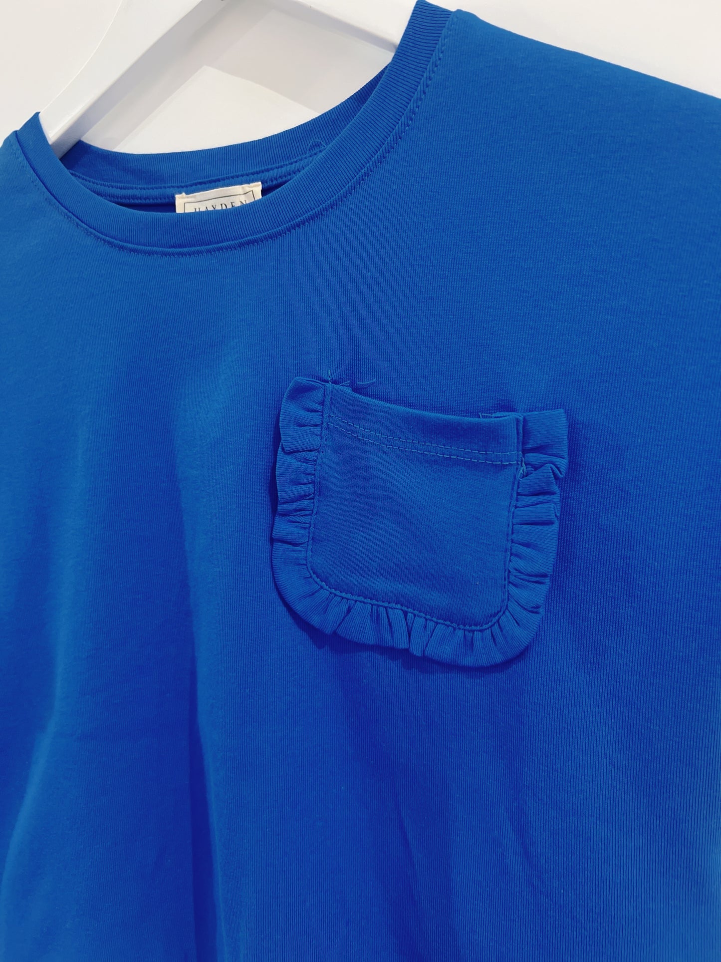 Hayden Blue Ruffle Pocket Tee