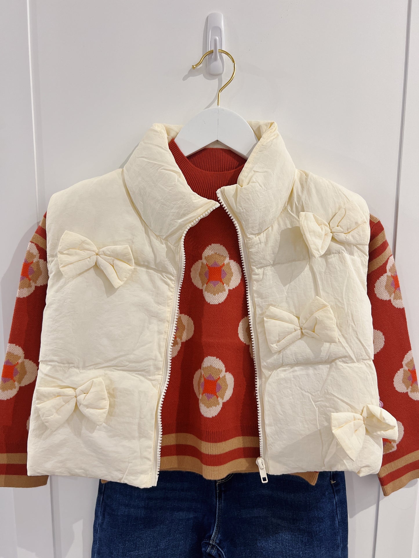 Love Daisy Cream Bow Detail Vest