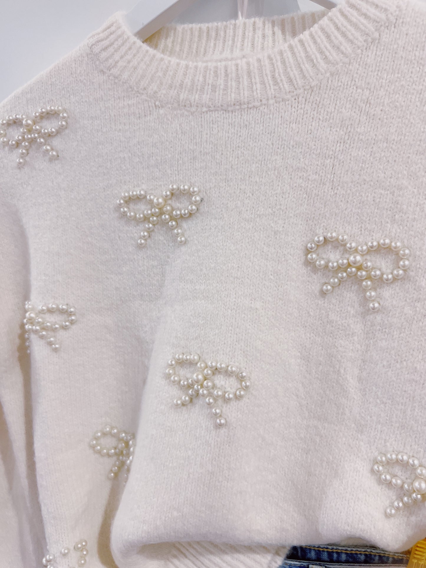 Love Daisy Ivory Pearl Bows Sweater