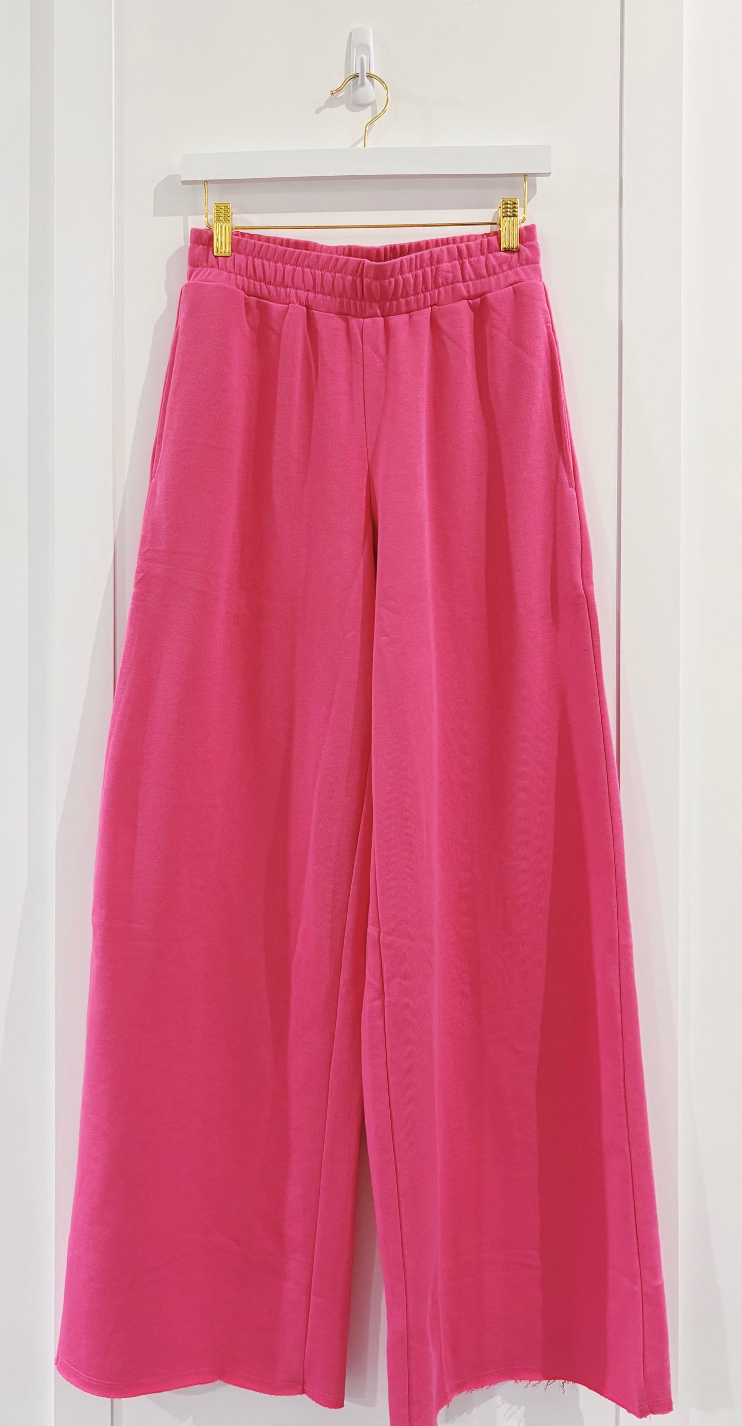 Hot Pink Wide Leg Cotton Jogger Sweatpants