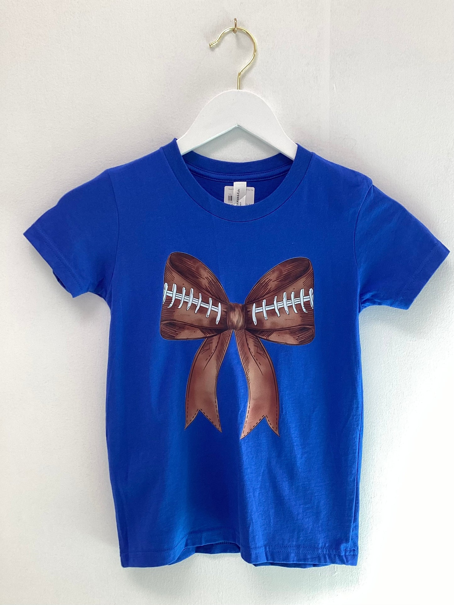 Royal Blue Coquette Football Bow Tee