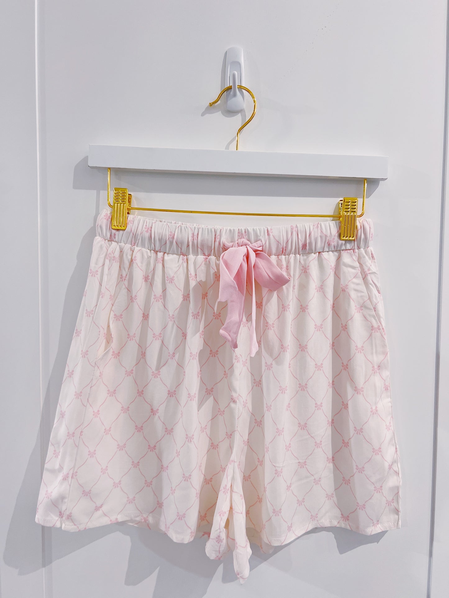 Juniors Bow Lattice Satin Lounge Set