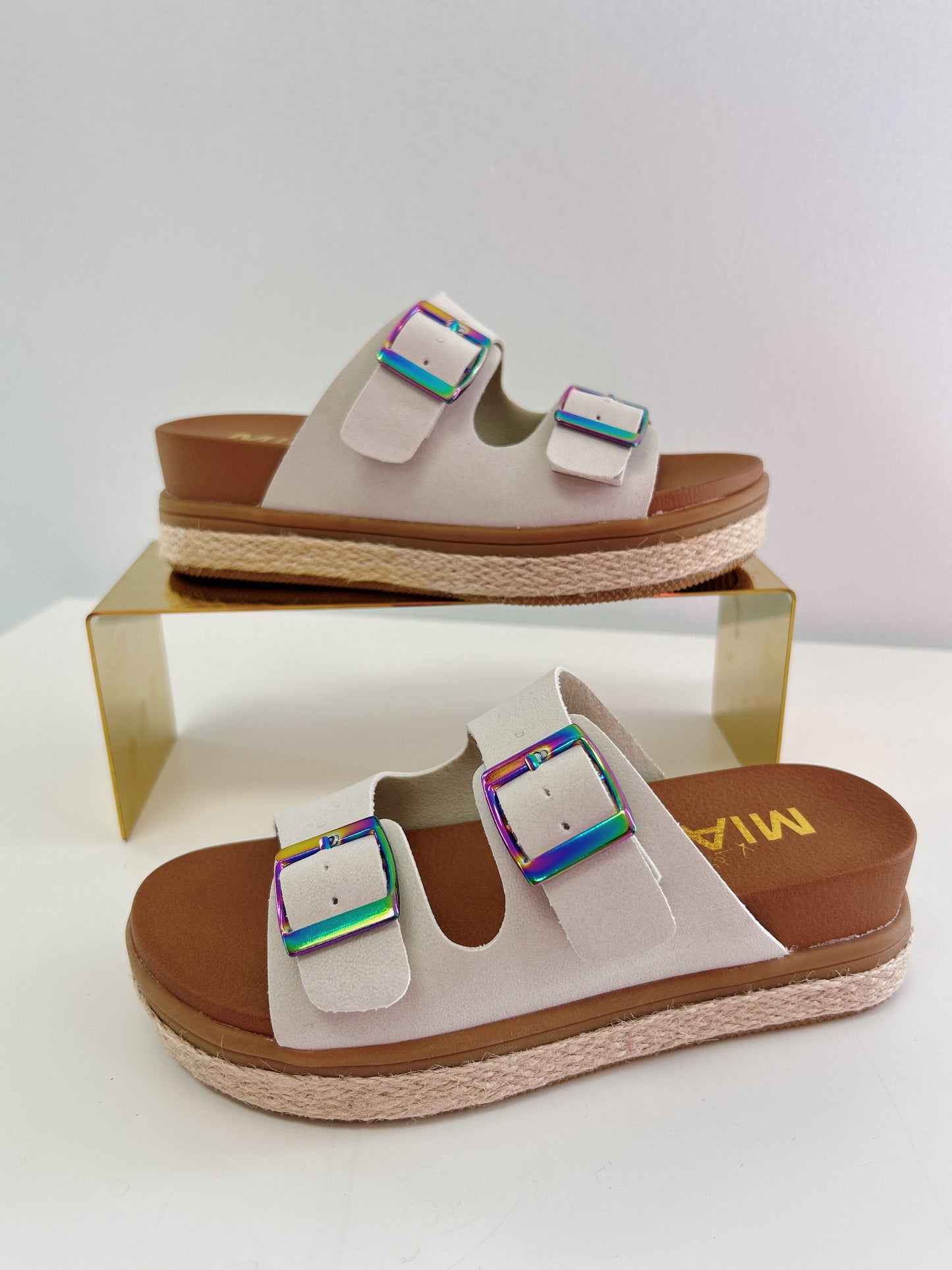 Mia Little Keli White 2 Strap Sandal