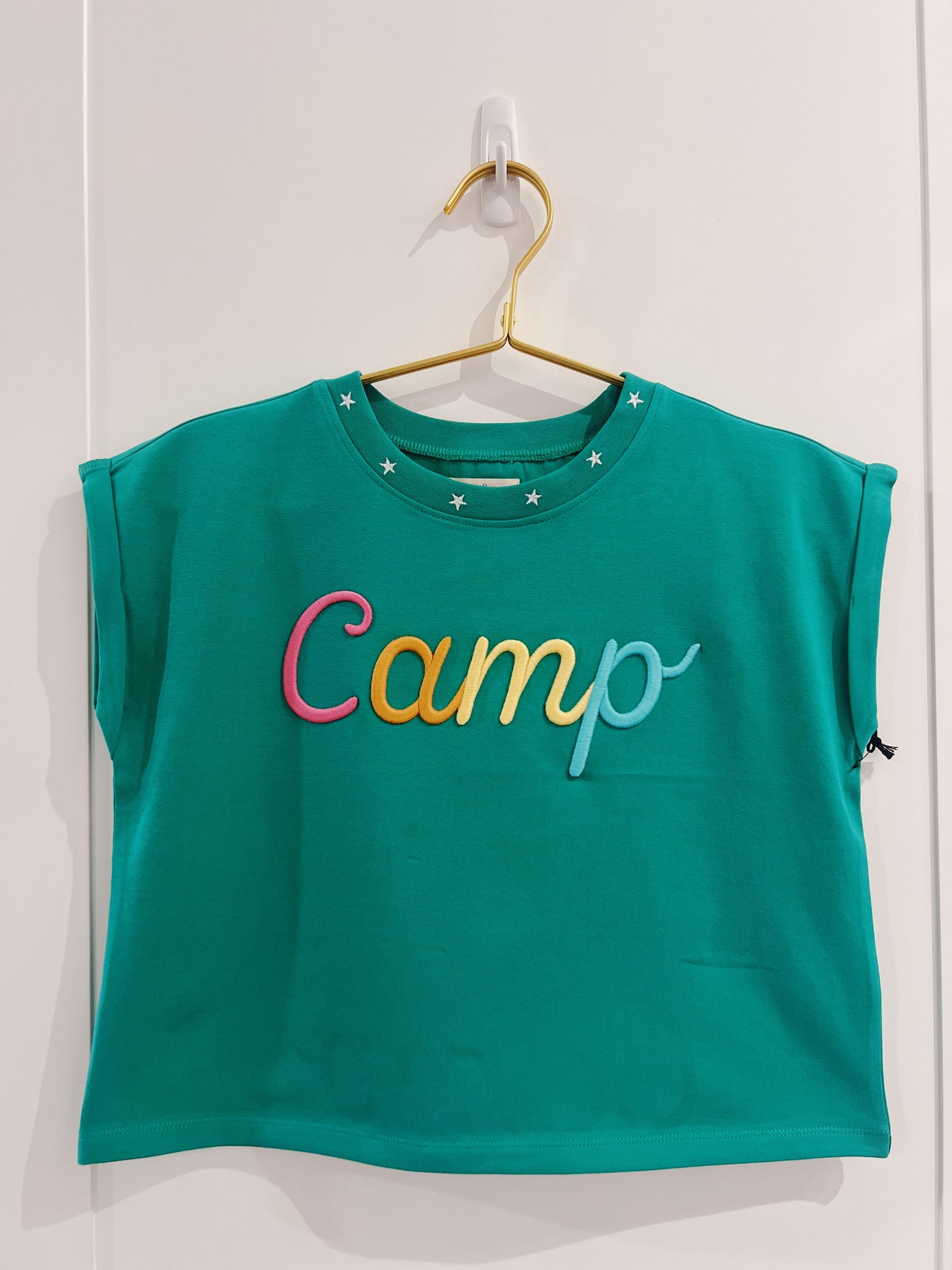 Paper Flower Slushy Camp Embroidered Top