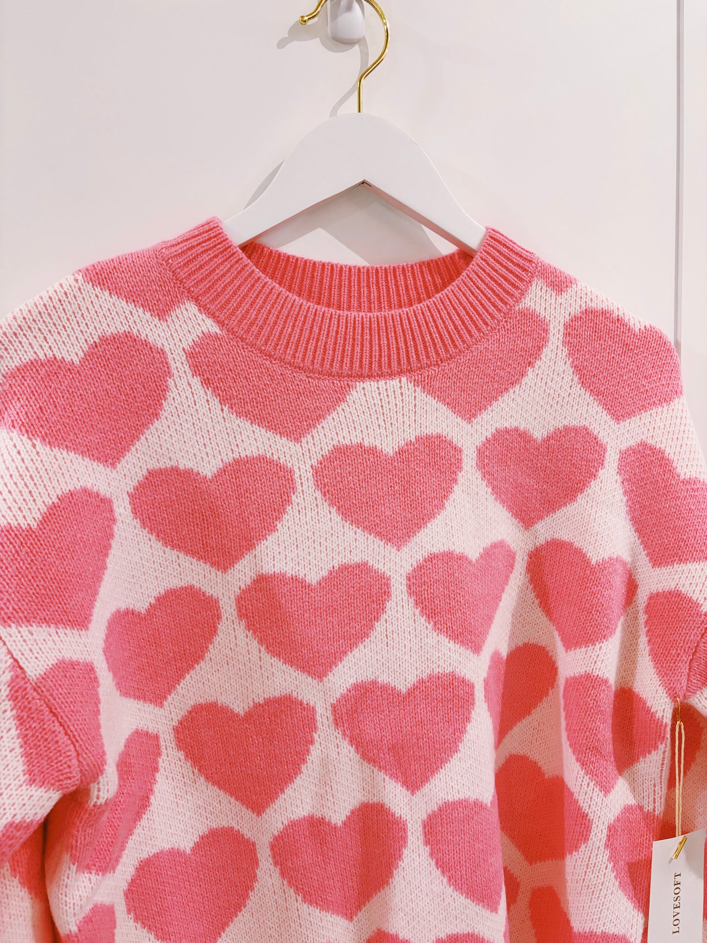 Juniors Strawberry Pink Heart Sweater