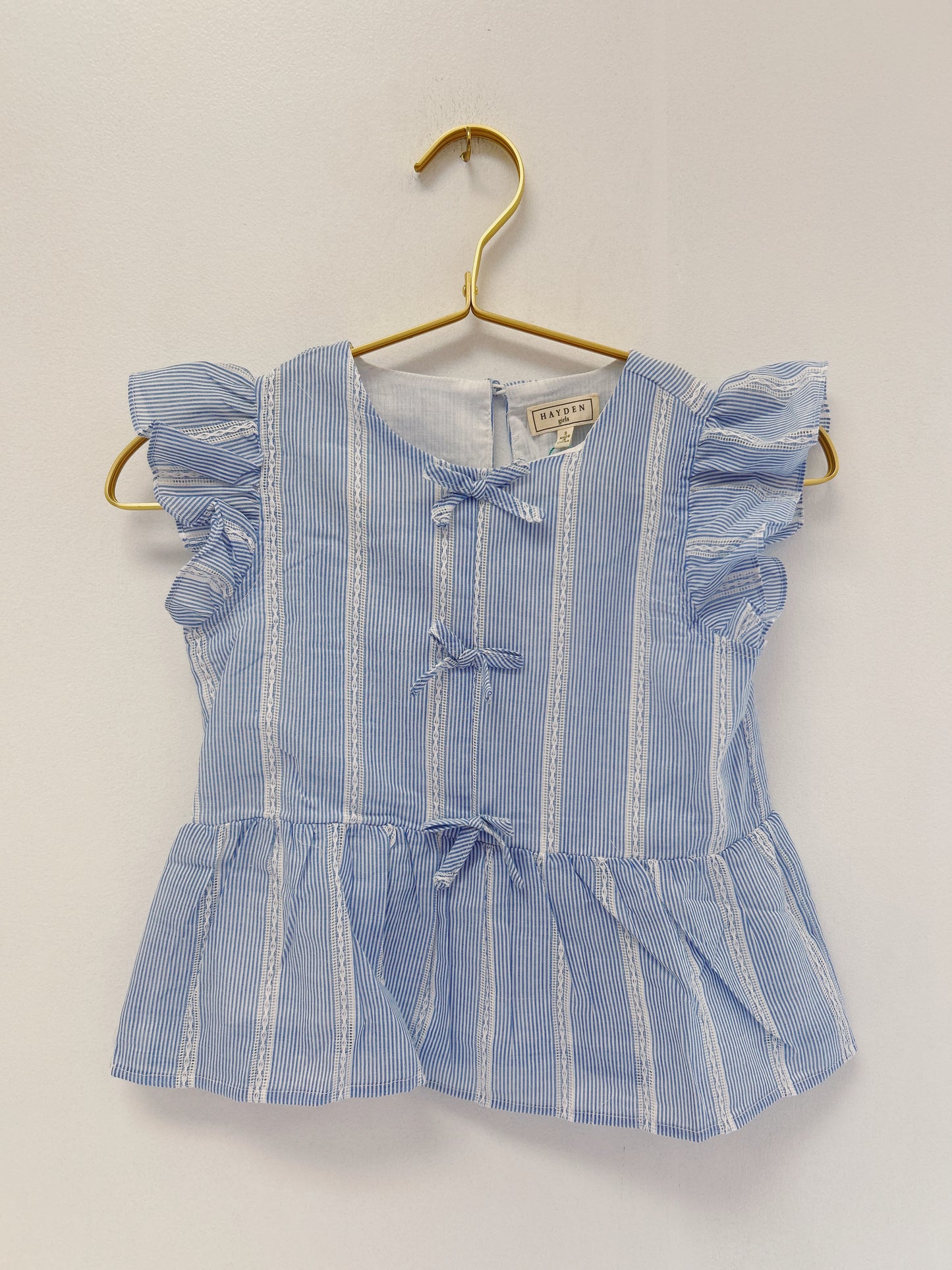 Hayden Blue Stripe Bow Front Top