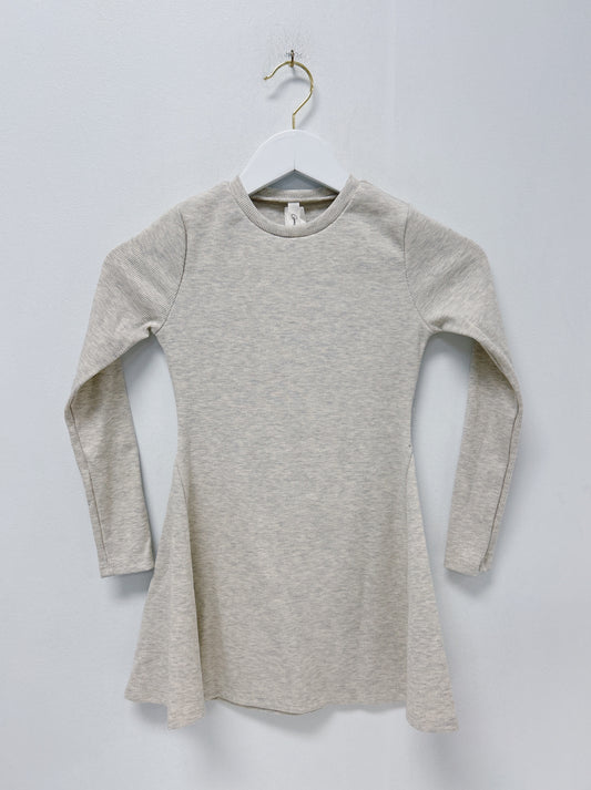 Good Girl Light Grey Cotton rib Flare Mini Dress