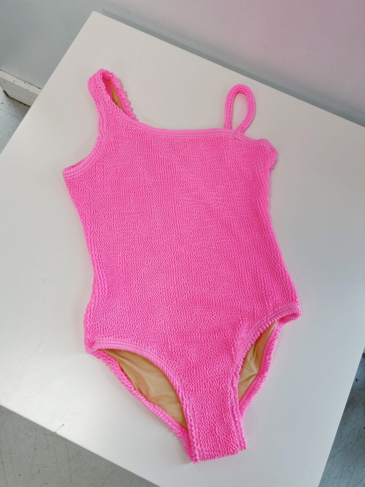 Pink Crinkle 1 Shoulder Swimsuit
