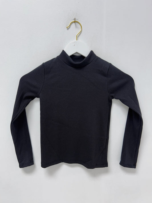 Good Girl Black Cotton Rib Mock Neck Top