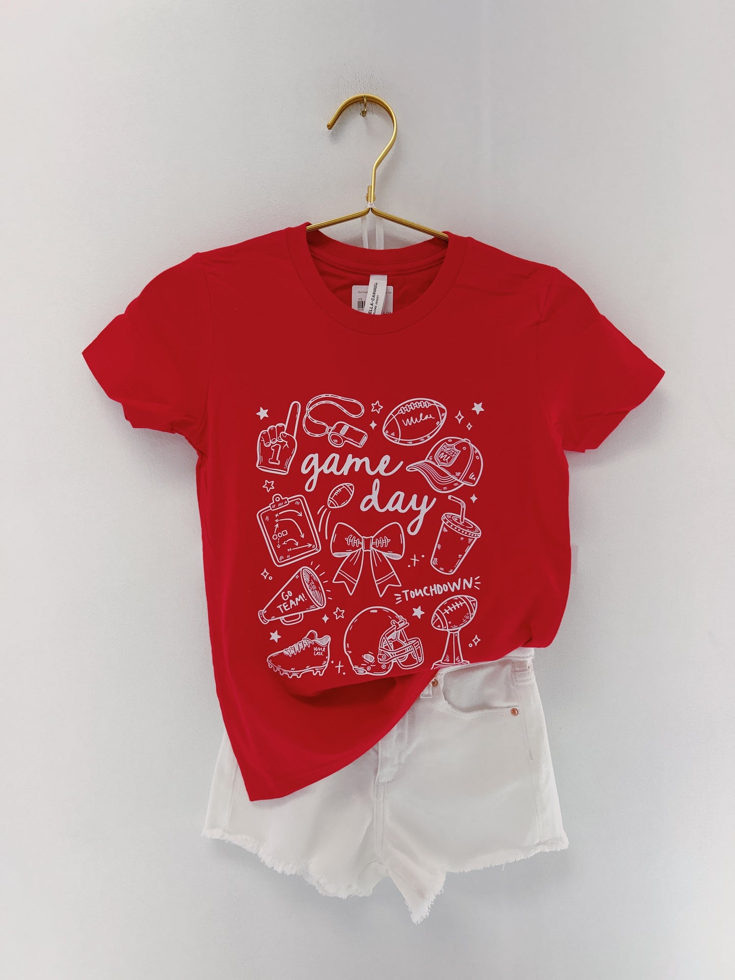 Red Football Doodles Graphic Tee