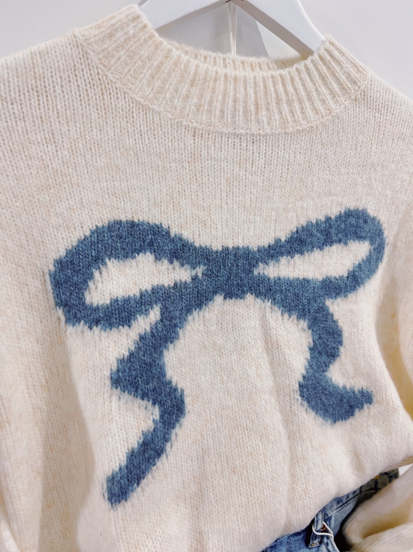 Love Daisy Blue Bow Cable Sweater