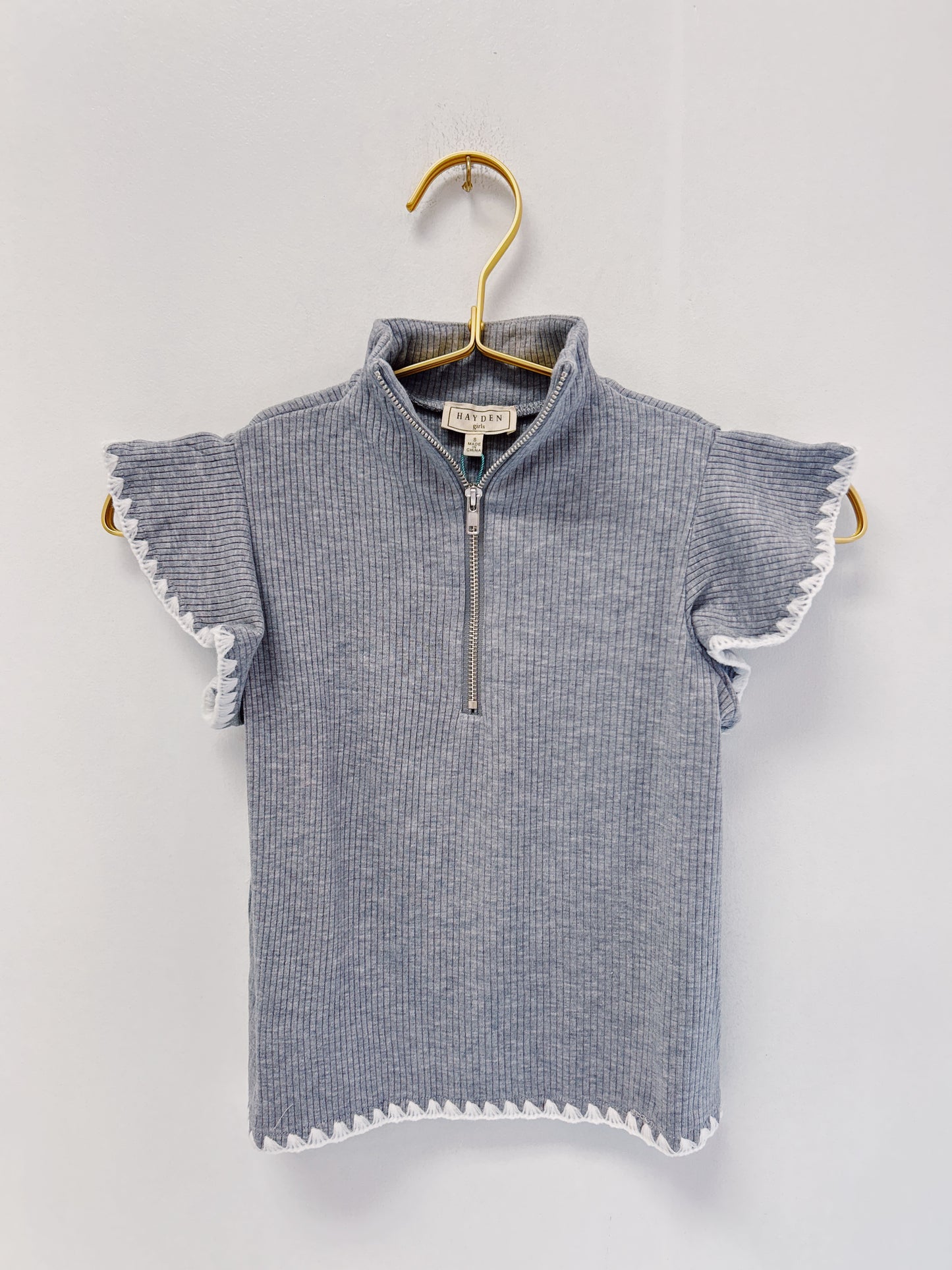 Hayden Grey Zipper Top