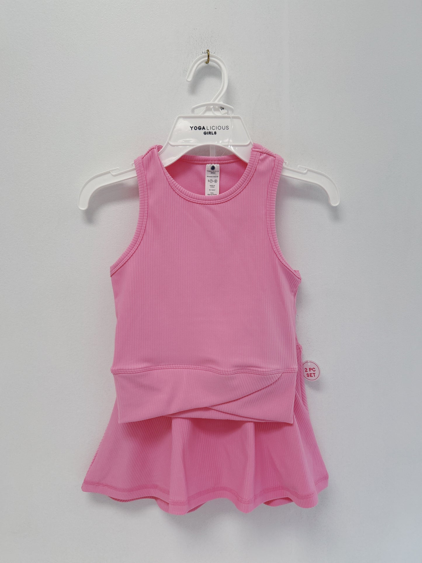 Pink Frosting Rib Crossover Tank/Skort Set