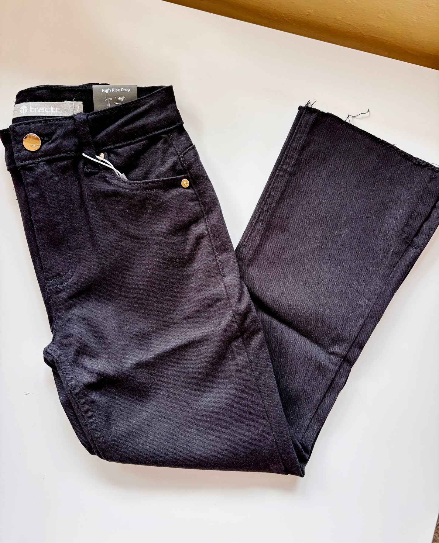 Tractr Black Crop Flare Denim