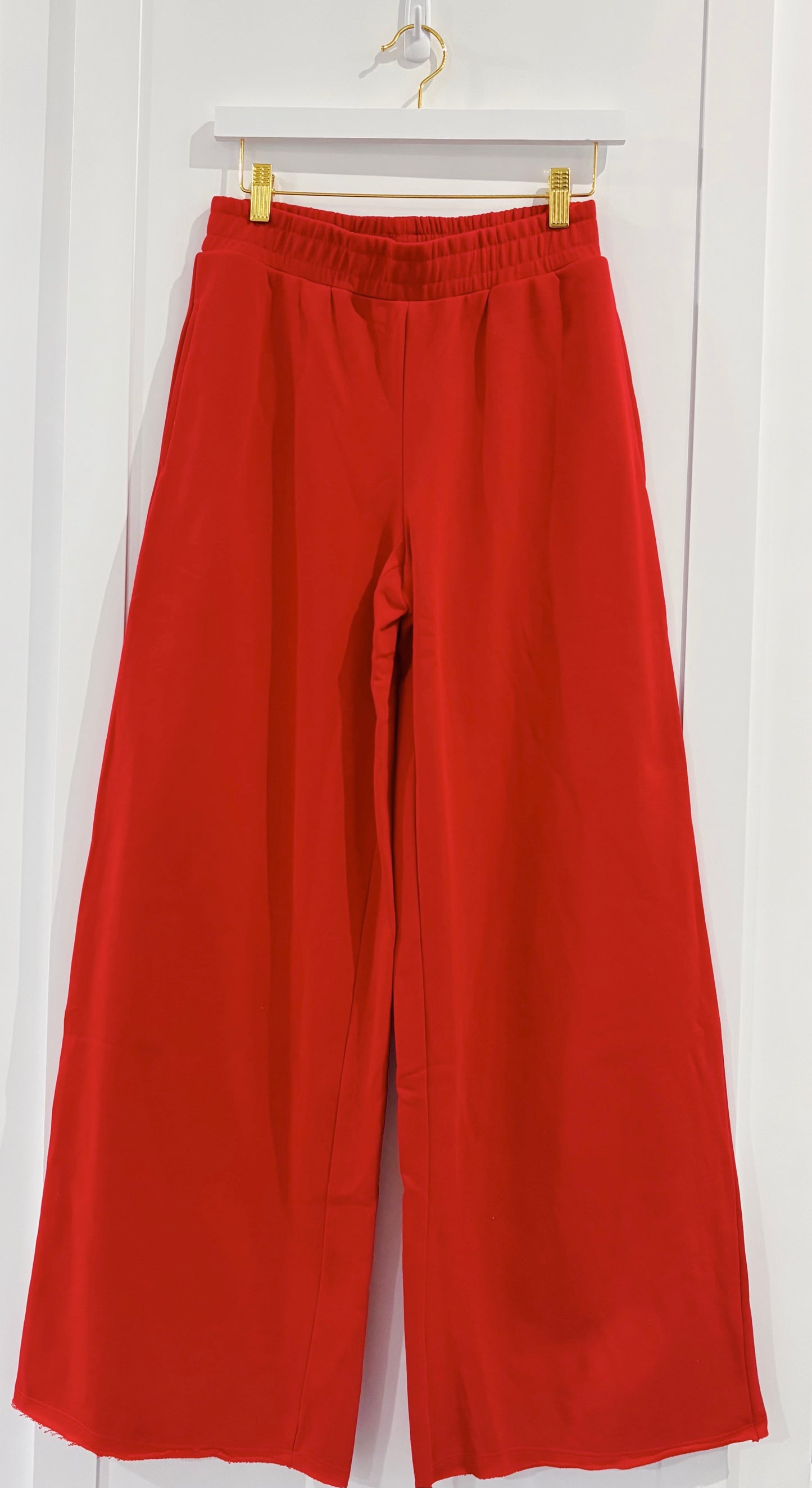 Red Wide Leg Cotton Jogger Sweatpants