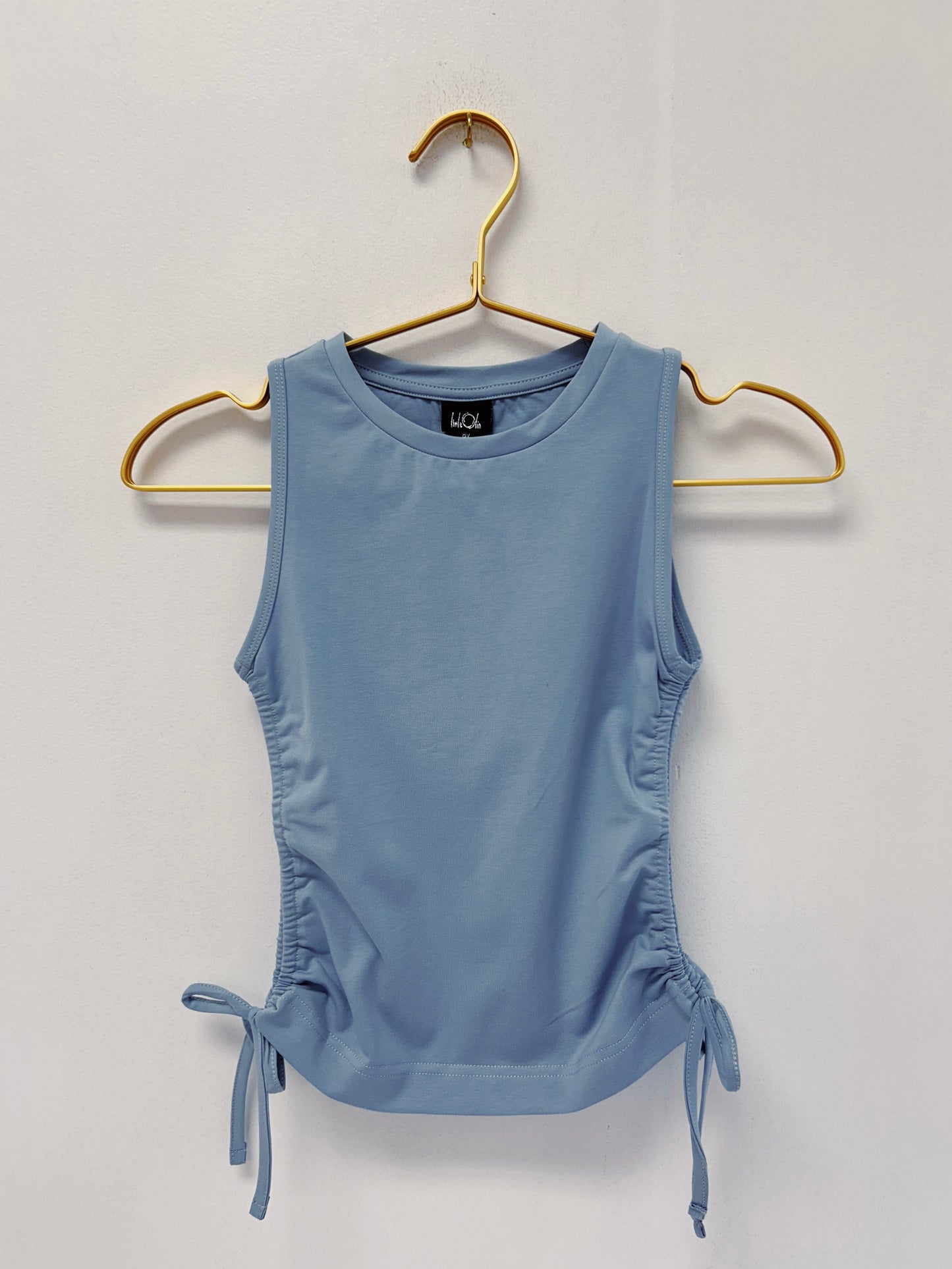 Little Olin Blue Gathered Jersey Top
