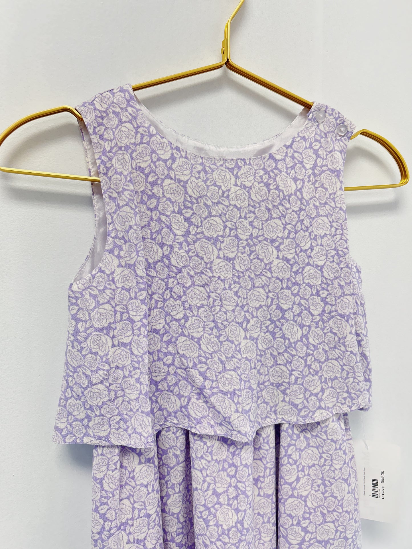 Maggie Lavender Floral Elastic Waist Dress