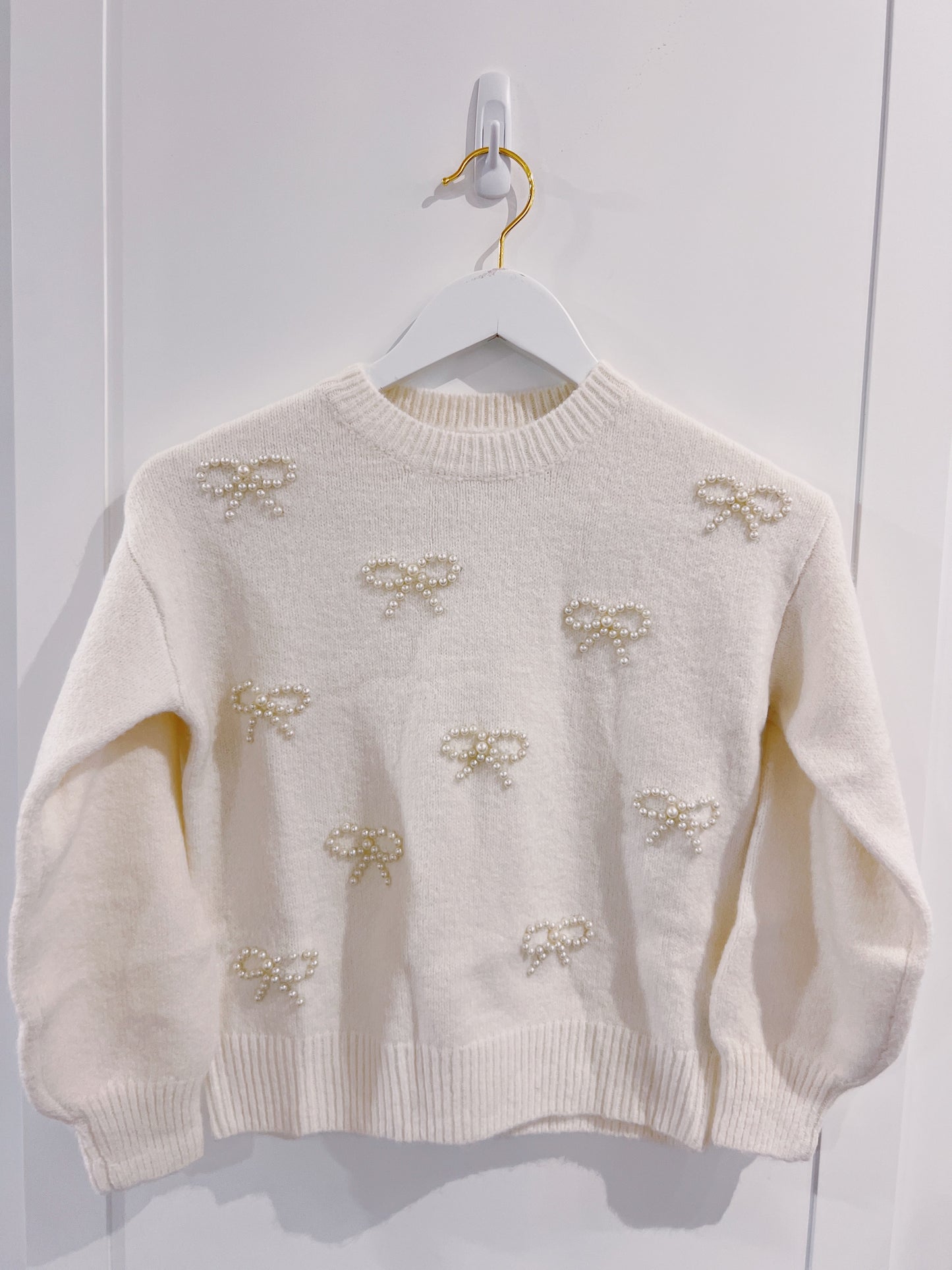 Love Daisy Ivory Pearl Bows Sweater