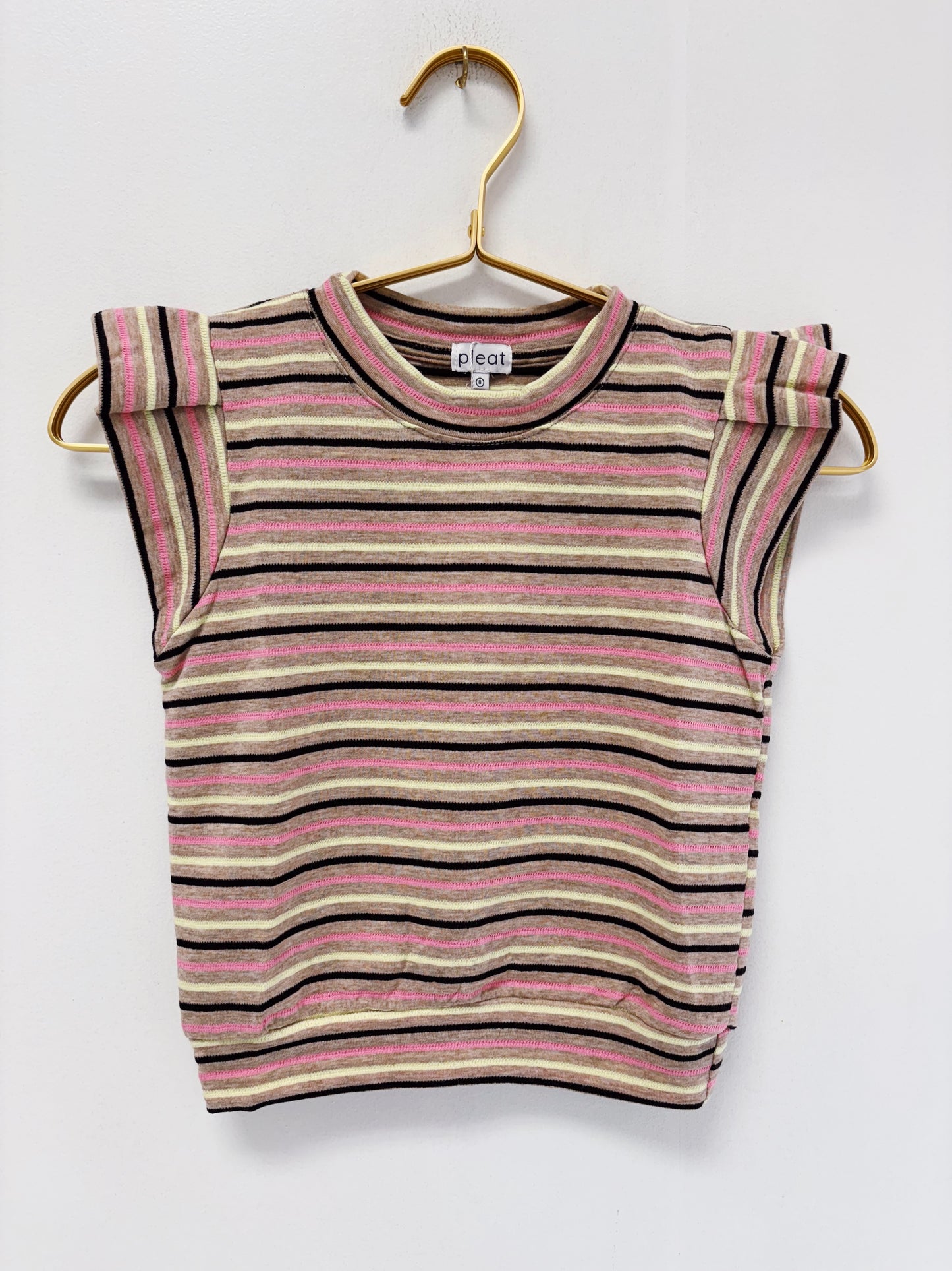 Pleat Tan/Pink/Yellow Olivia Top