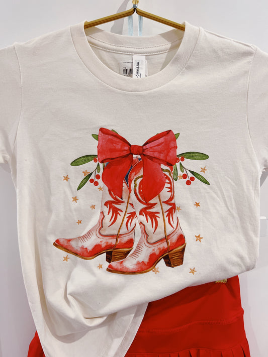 Vintage White Christmas Cowgirl Graphic Tee