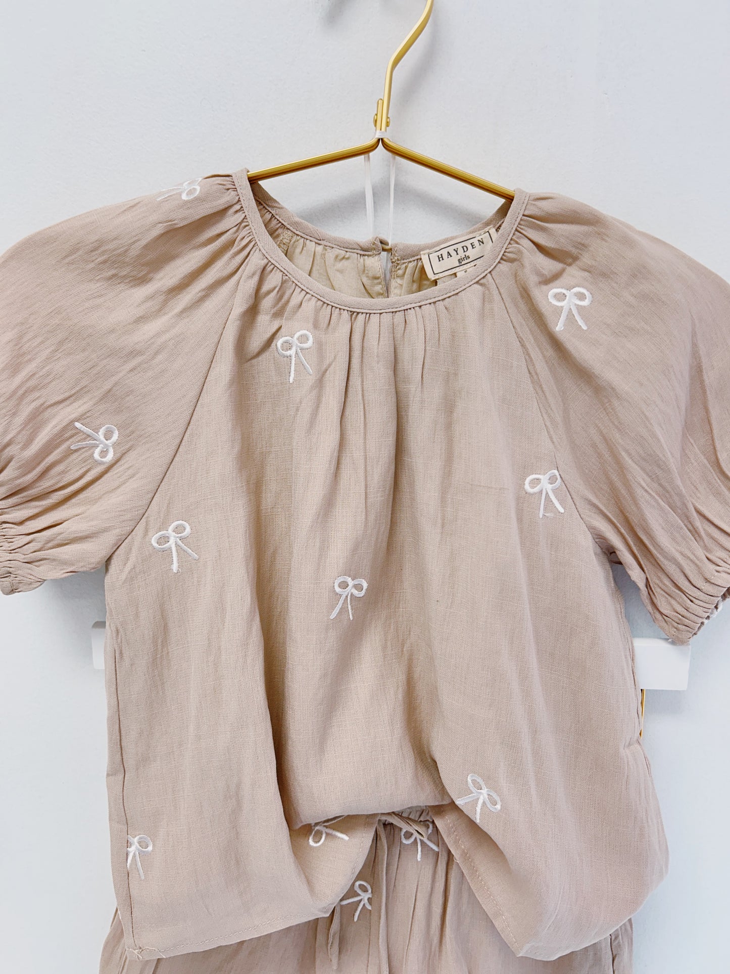 Hayden Taupe Embroidered Bows Short Set