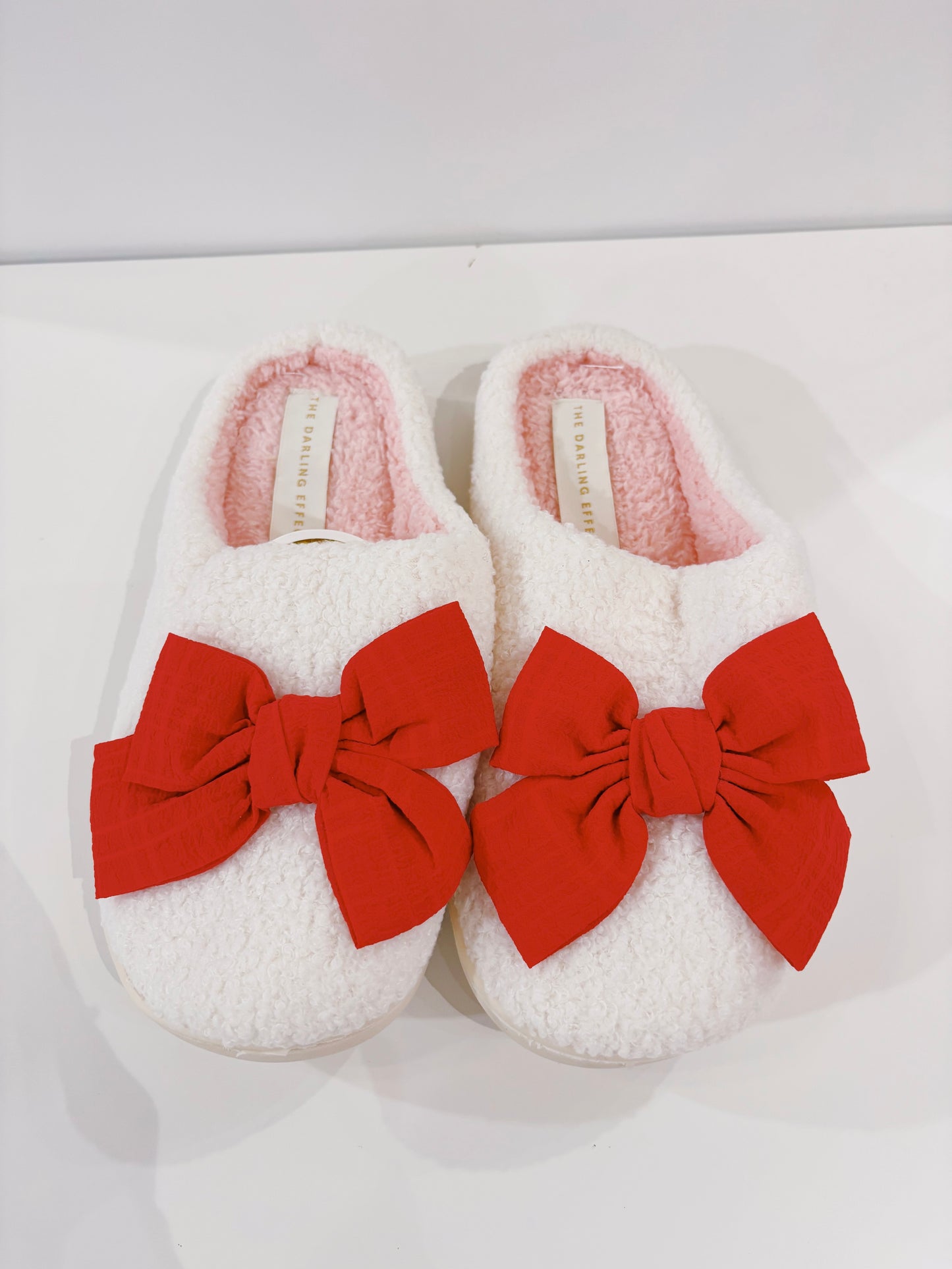 Red Bow Fuzzy Slippers