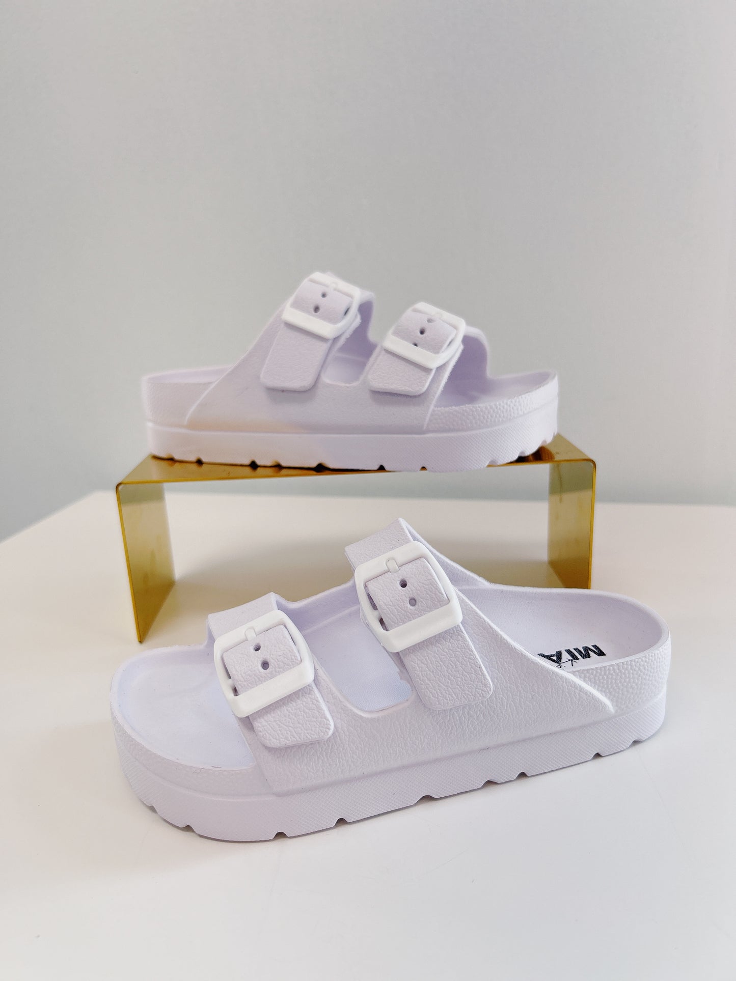 Mia Little Kia White 2 Strap Platform Sandal