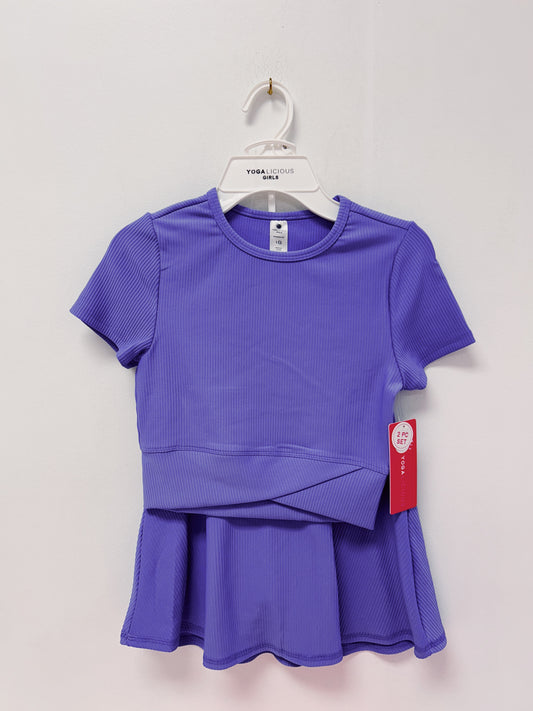 Deep Periwinkle Rib Crossover Top/Skort Set