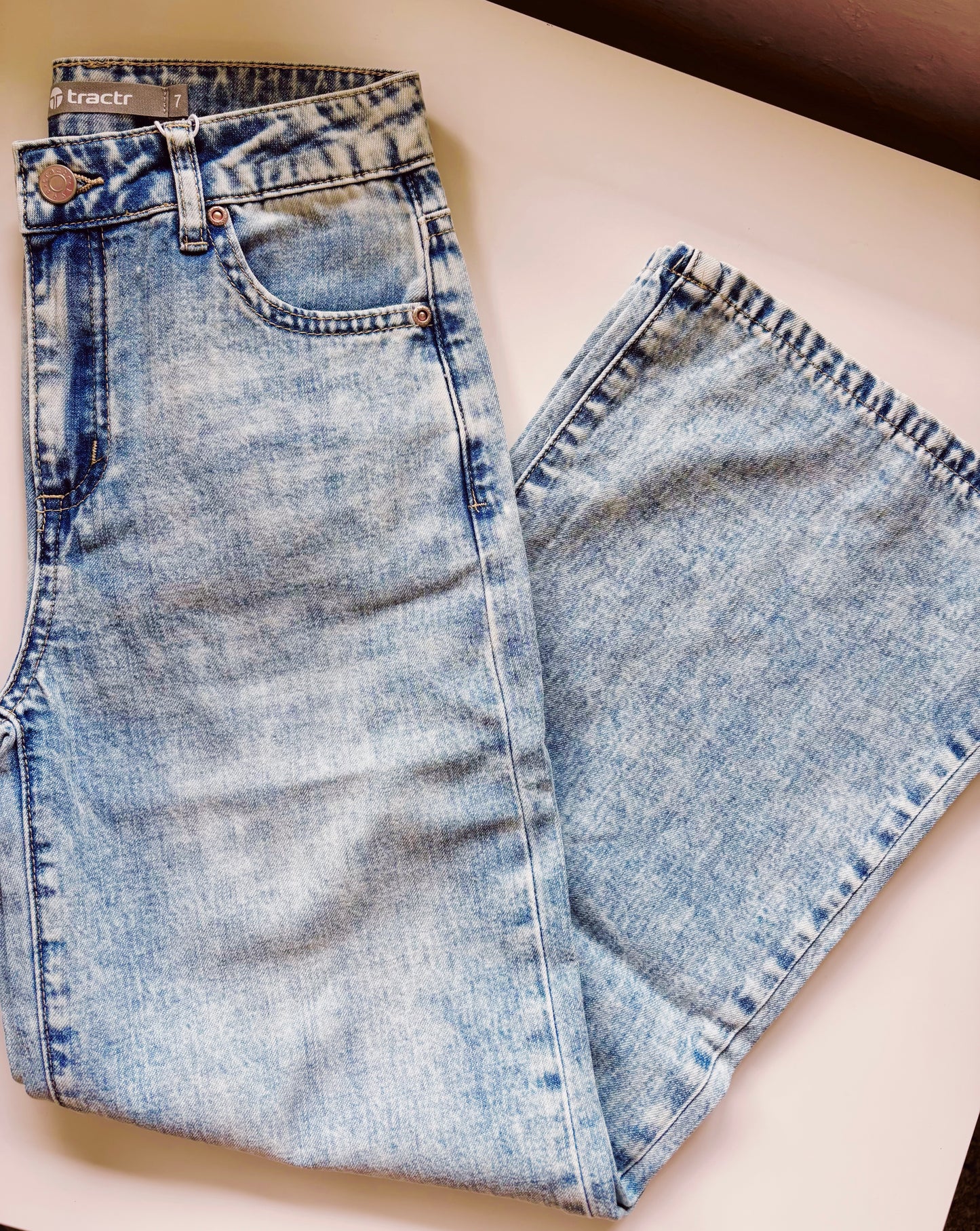 Tractr Light Indigo Basic Wide Leg Denim
