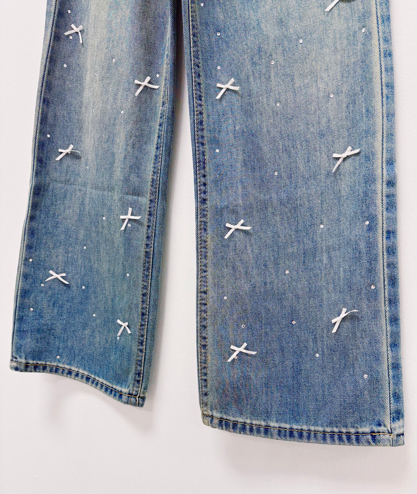 Vintage Havana Rhinestone Bow Denim