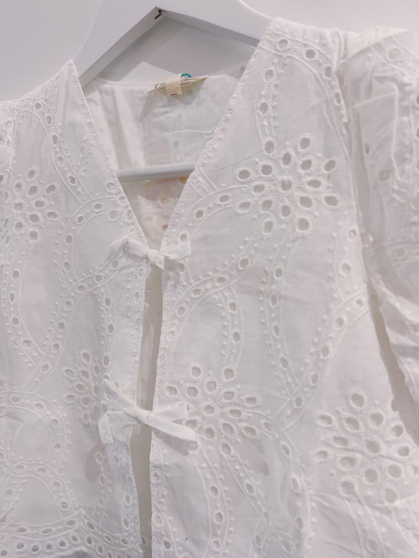 Hayden Off White Floral Eyelet Tie Top